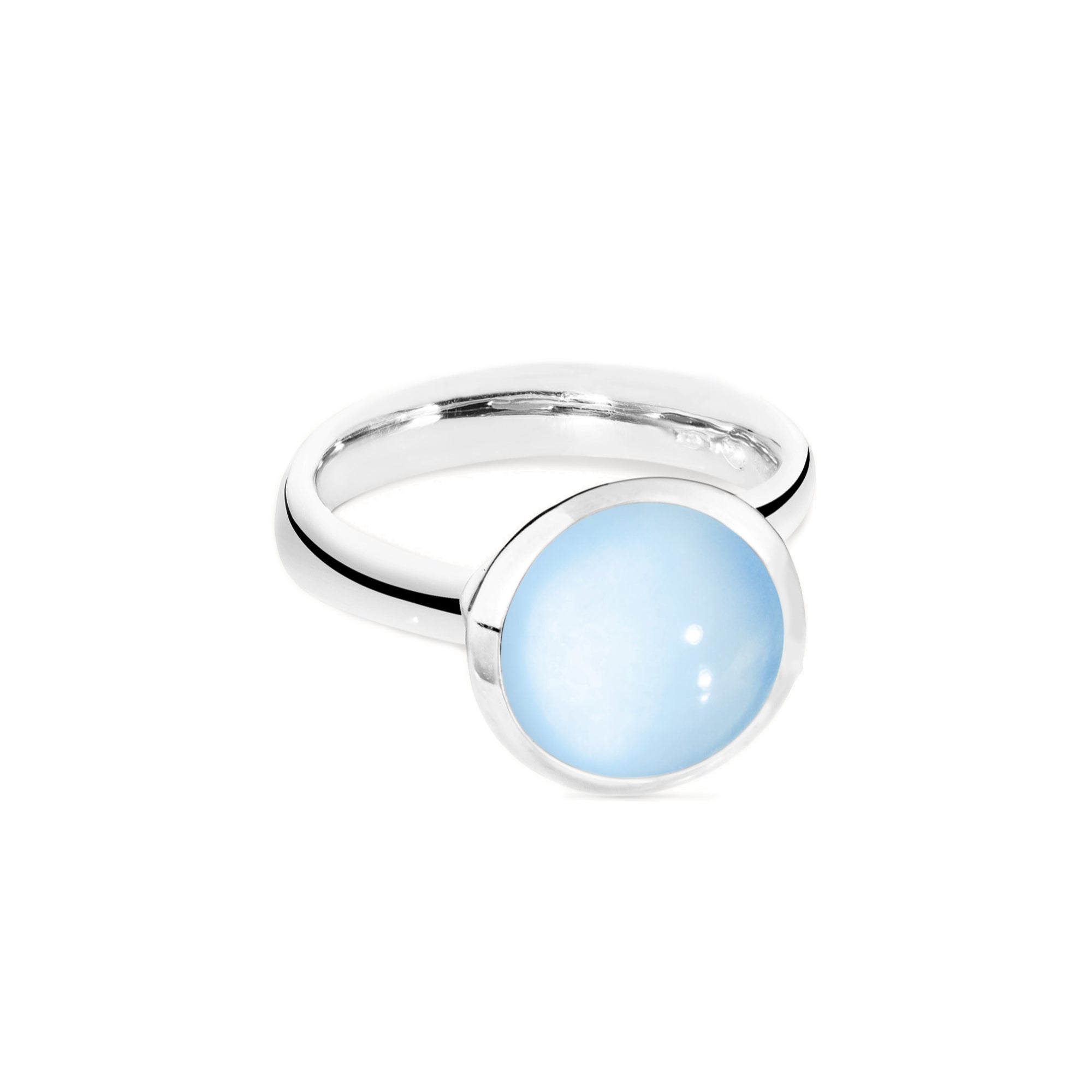 Tamara Comolli BOUTON Ring Large mit Chalcedon (R-BOU-l-ChBl-wg) aus Weißgold mit Chalcedon