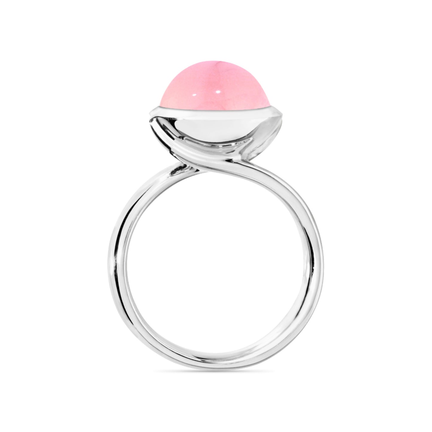 Tamara Comolli BOUTON Ring Large mit Chalcedon (R-BOU-l-ChPi-wg) aus Weißgold mit Chalcedon