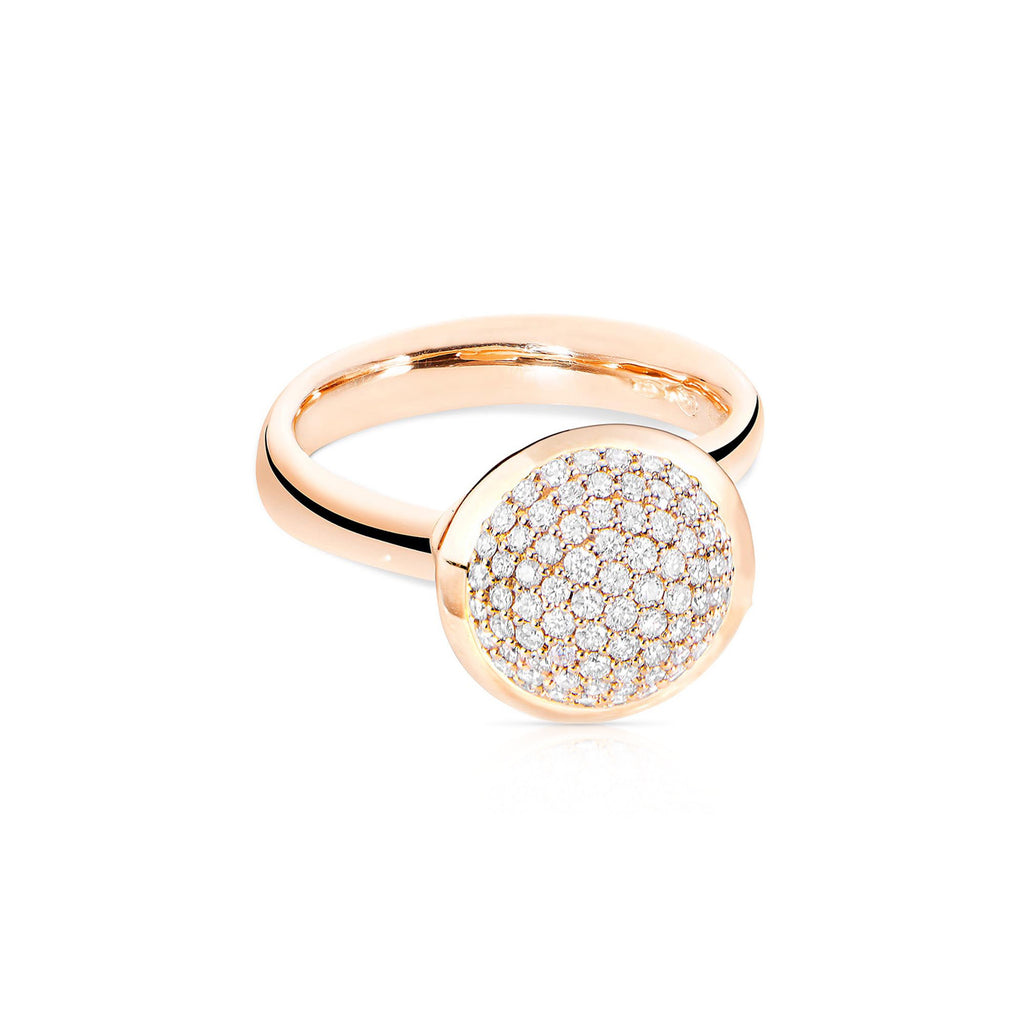 Tamara Comolli BOUTON Ring Large mit Diamant-Pavé (R-BOU-l-p-rg) aus Roségold mit Diamant