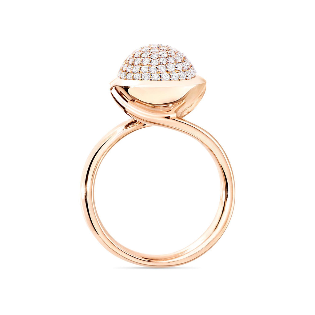 Tamara Comolli BOUTON Ring Large mit Diamant-Pavé (R-BOU-l-p-rg) aus Roségold mit Diamant