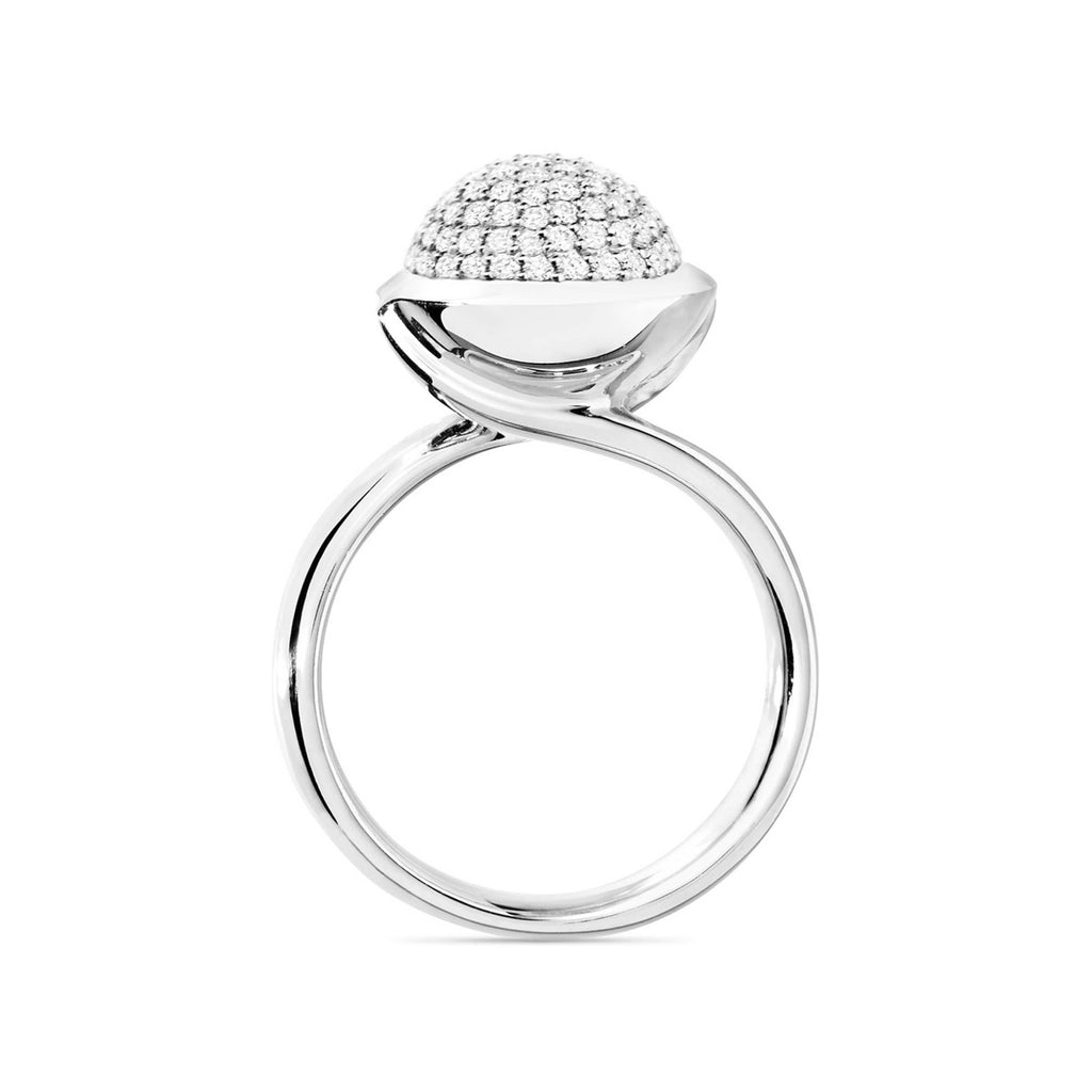 Tamara Comolli BOUTON Ring Large mit Diamant-Pavé (R-BOU-l-p-wg) aus Weißgold mit Diamant