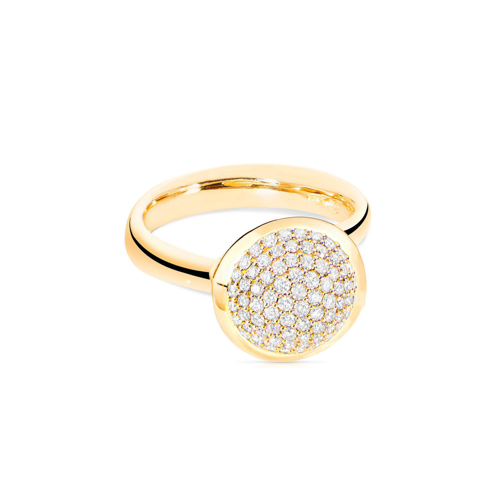 Tamara Comolli BOUTON Ring Large mit Diamant-Pavé (R-BOU-l-p-yg) aus Gelbgold mit Diamant