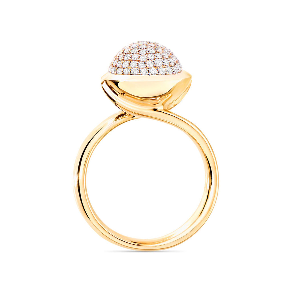 Tamara Comolli BOUTON Ring Large mit Diamant-Pavé (R-BOU-l-p-yg) aus Gelbgold mit Diamant
