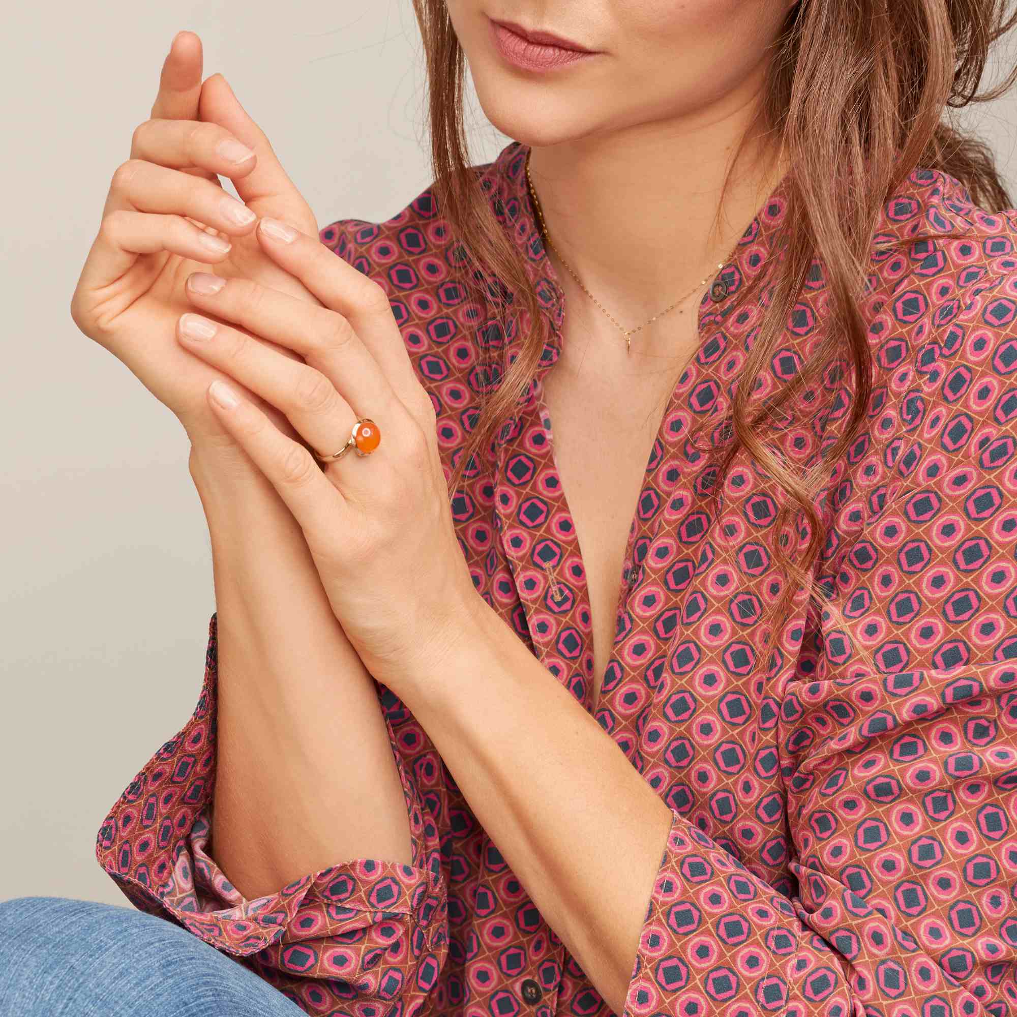 Tamara Comolli BOUTON Ring Large mit Karneol (R-BOU-l-Carn-rg) aus Roségold mit Karneol