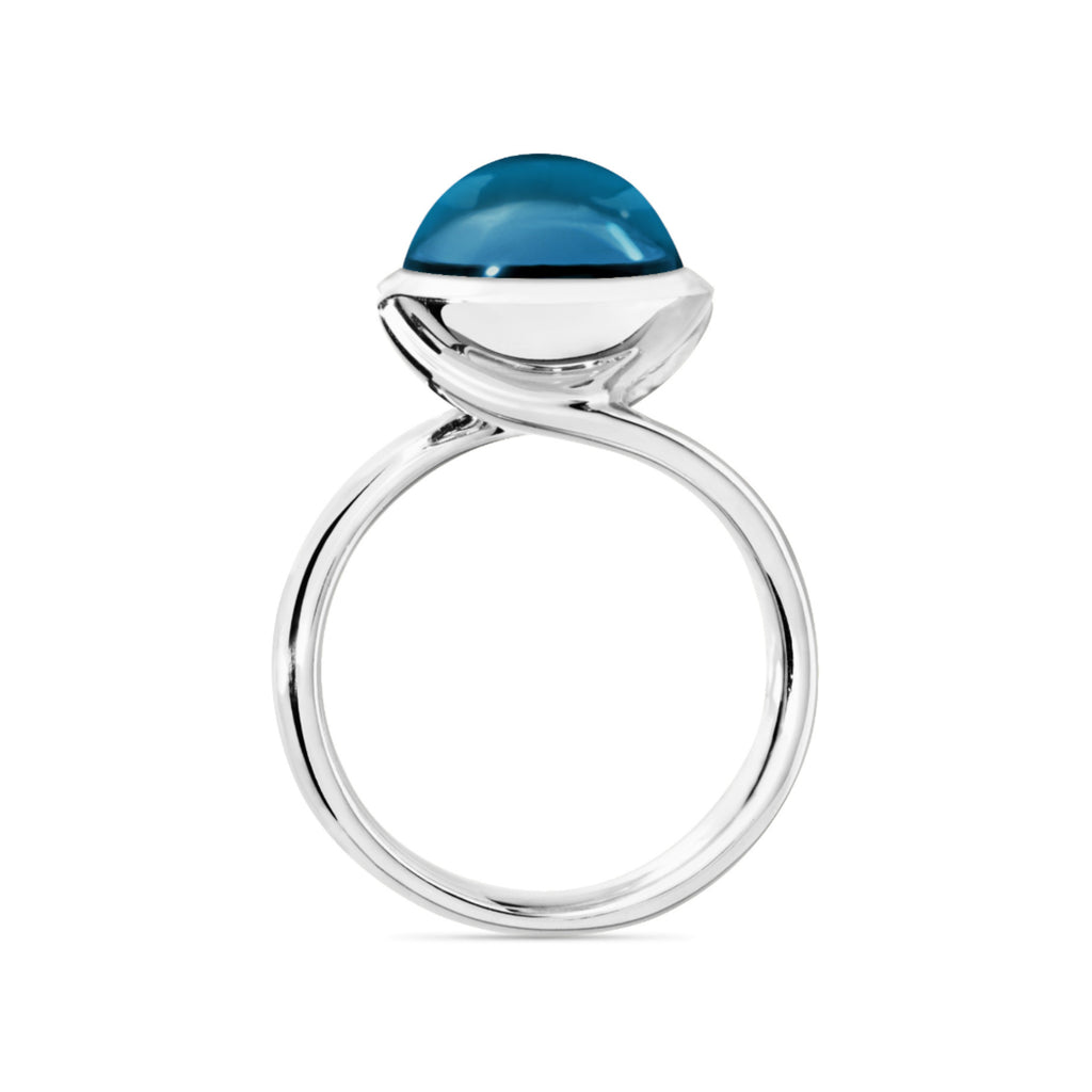 Tamara Comolli BOUTON Ring Large mit London Topas (R-BOU-l-ToLo-wg) aus Weißgold mit London Topas und Topas