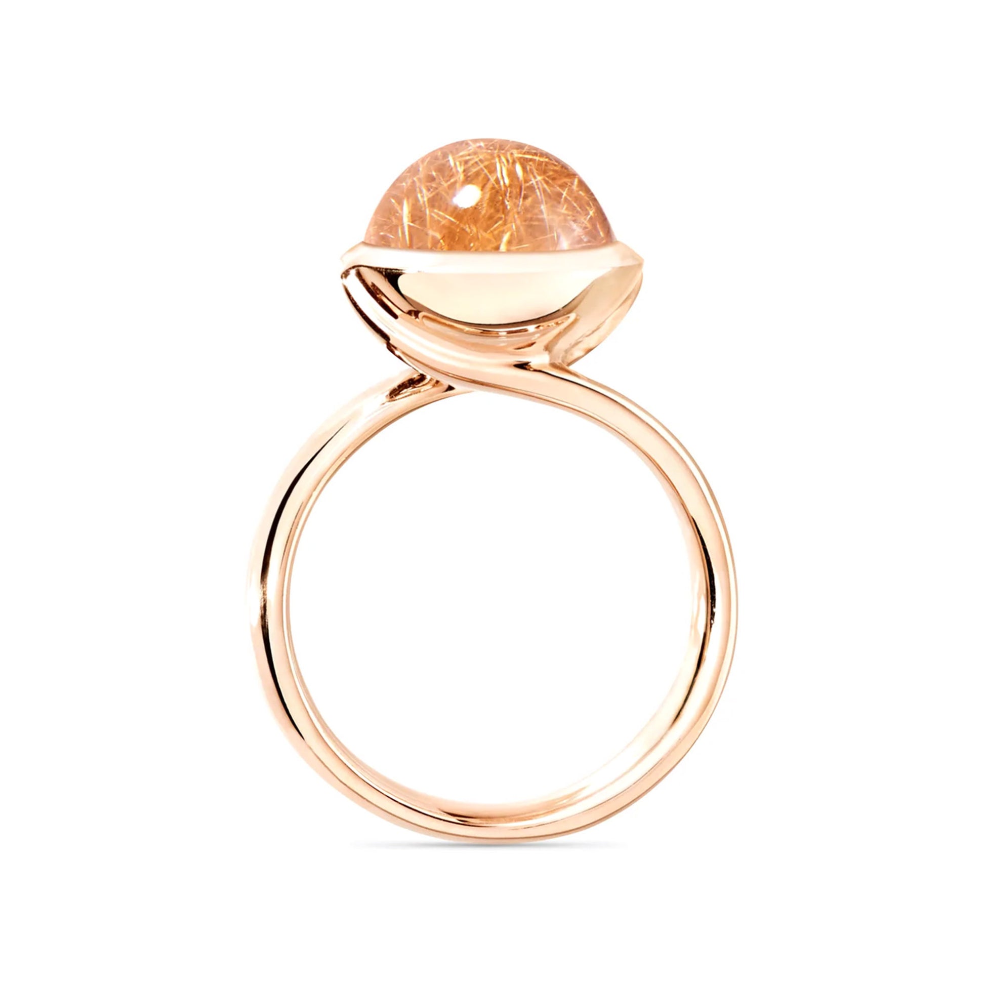 Tamara Comolli BOUTON Ring Large mit Rutilquarz (R-BOU-l-RutQuR-rg) aus Roségold mit Rutilquarz