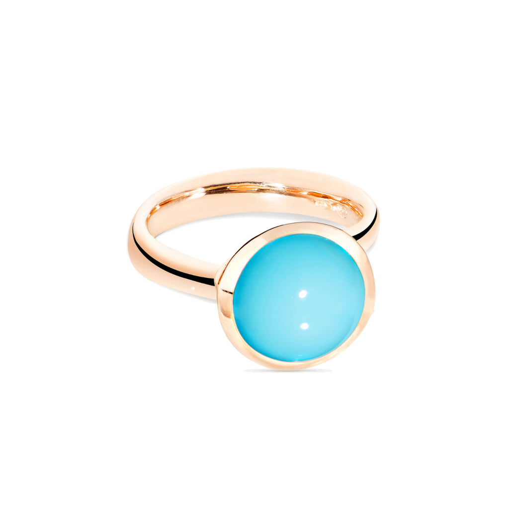 Tamara Comolli BOUTON Ring Large mit Türkis (R-BOU-l-Tur-rg) aus Roségold mit Türkis