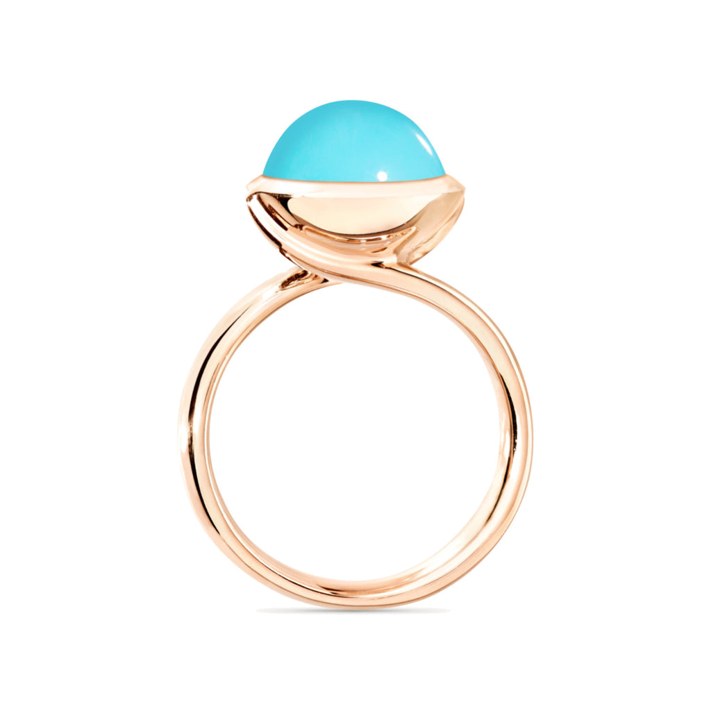 Tamara Comolli BOUTON Ring Large mit Türkis (R-BOU-l-Tur-rg) aus Roségold mit Türkis