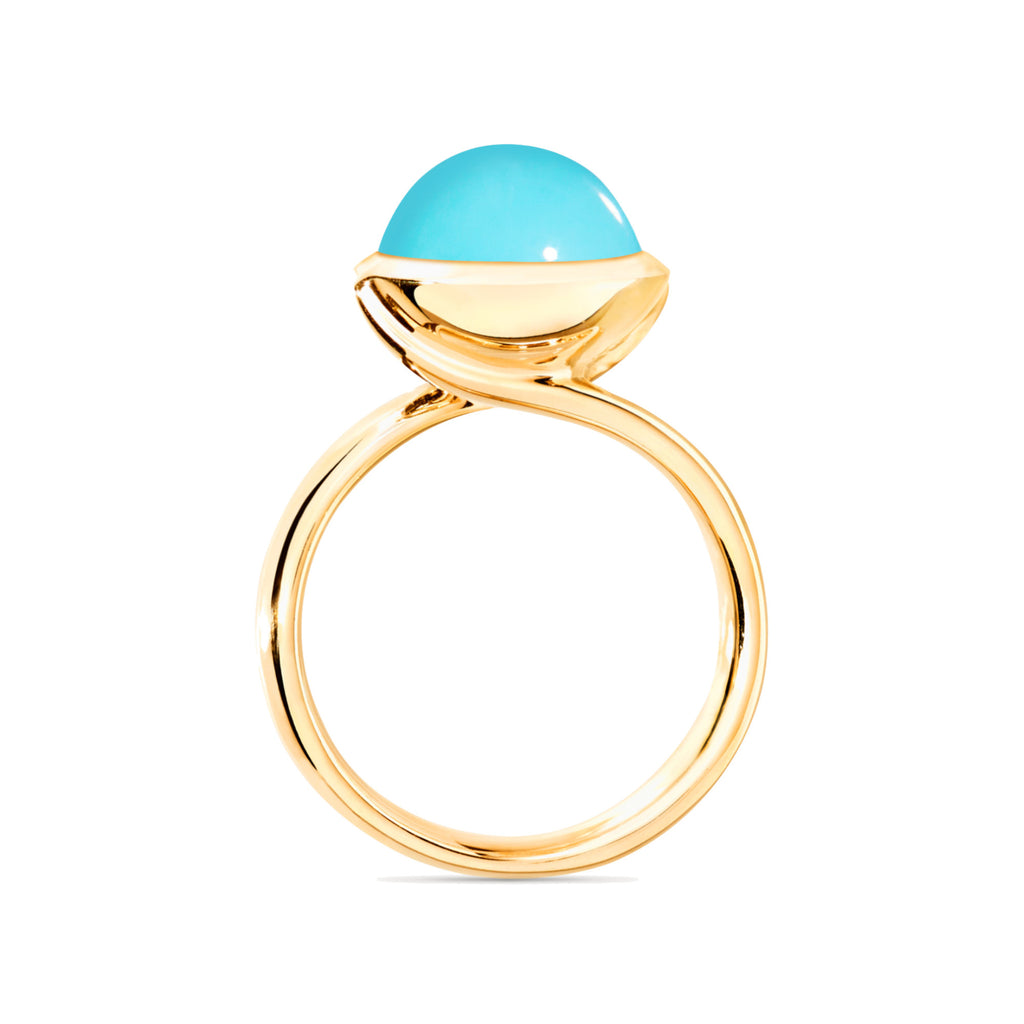 Tamara Comolli BOUTON Ring Large mit Türkis (R-BOU-l-Tur-yg) aus Gelbgold mit Türkis