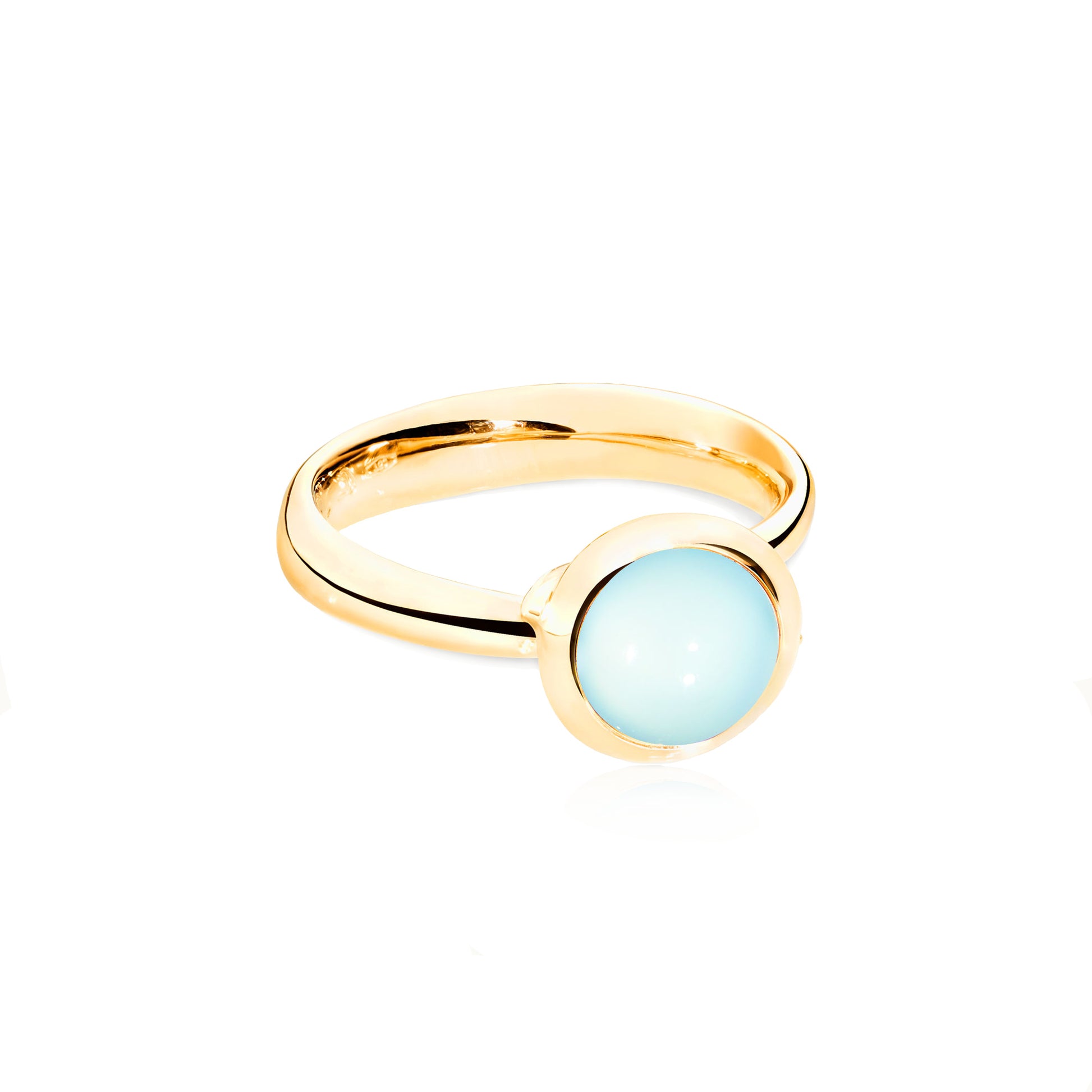 BOUTON Ring small Aqua Chalcedon, Gelbgold • Chalcedon von Tamara Comolli (R-BOU-s-ChAq-yg)