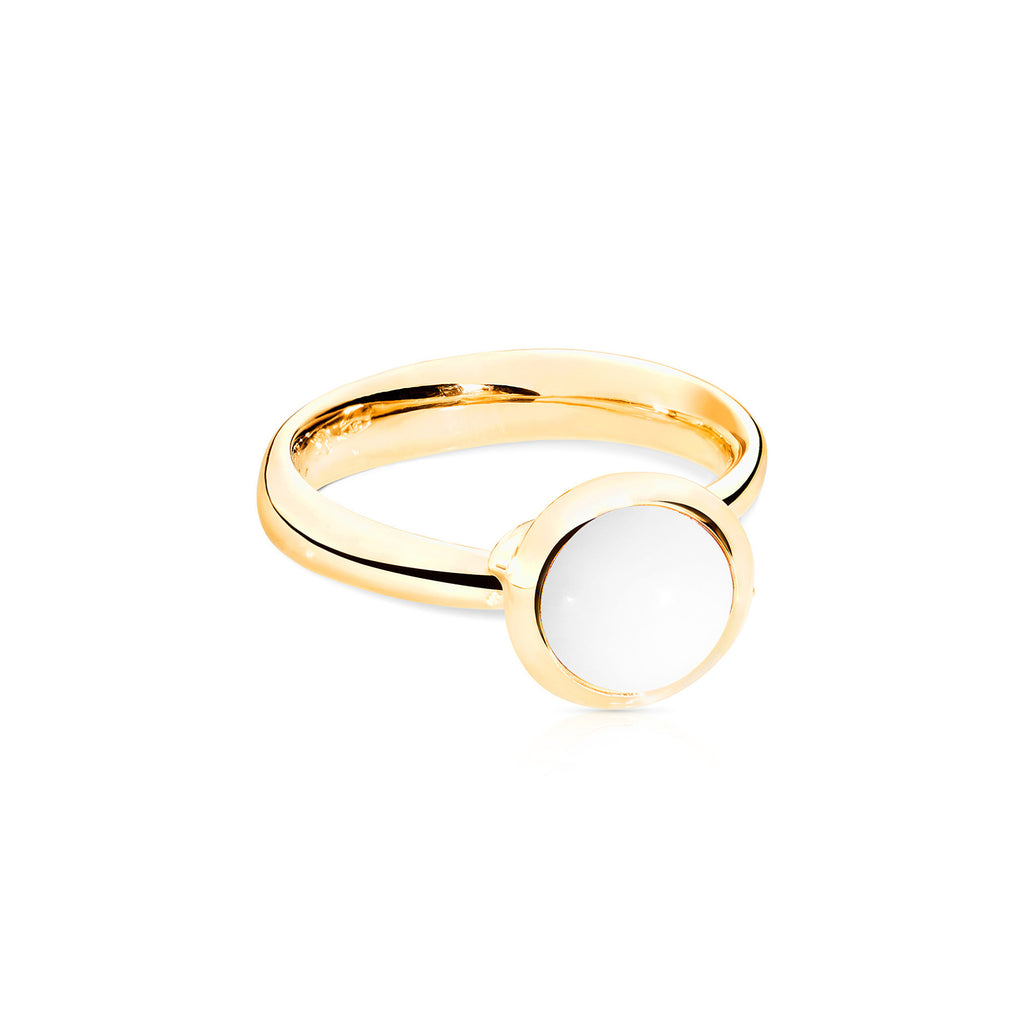 Tamara Comolli BOUTON Ring Small mit Cacholong (R-BOU-s-Cach-yg) aus Gelbgold mit Cacholong