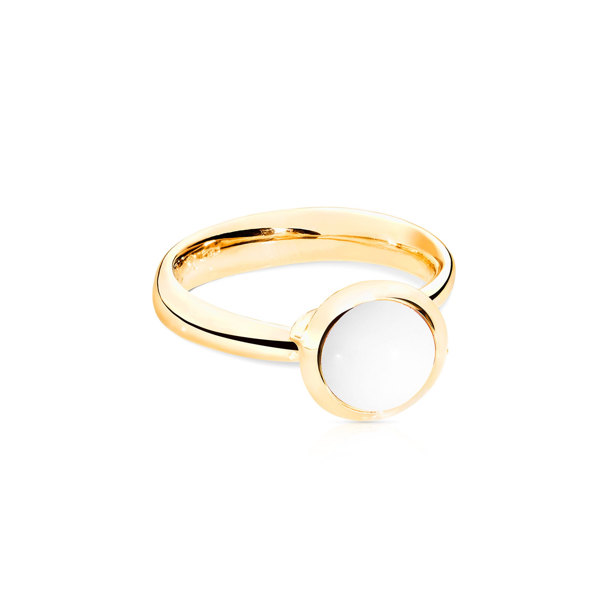 Tamara Comolli BOUTON Ring Small mit Cacholong (R-BOU-s-Cach-yg) aus Gelbgold mit Cacholong