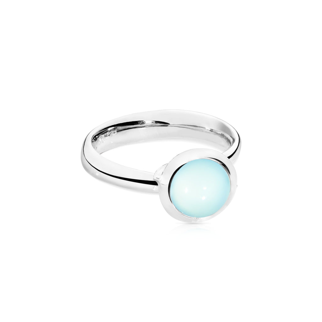 Tamara Comolli BOUTON Ring Small mit Chalcedon (R-BOU-s-ChAq-wg) aus Weißgold mit Chalcedon