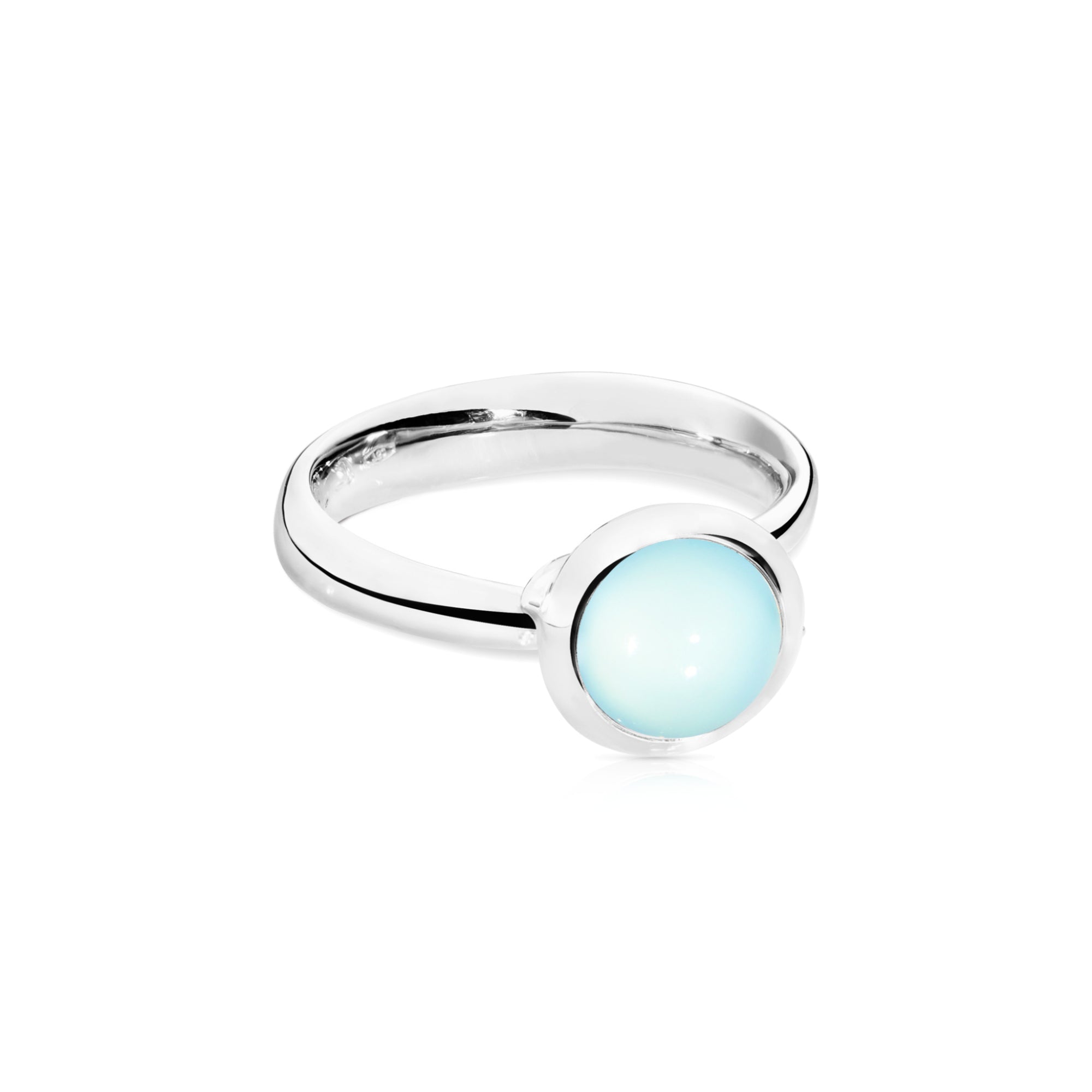 Tamara Comolli BOUTON Ring Small mit Chalcedon (R-BOU-s-ChAq-wg) aus Weißgold mit Chalcedon
