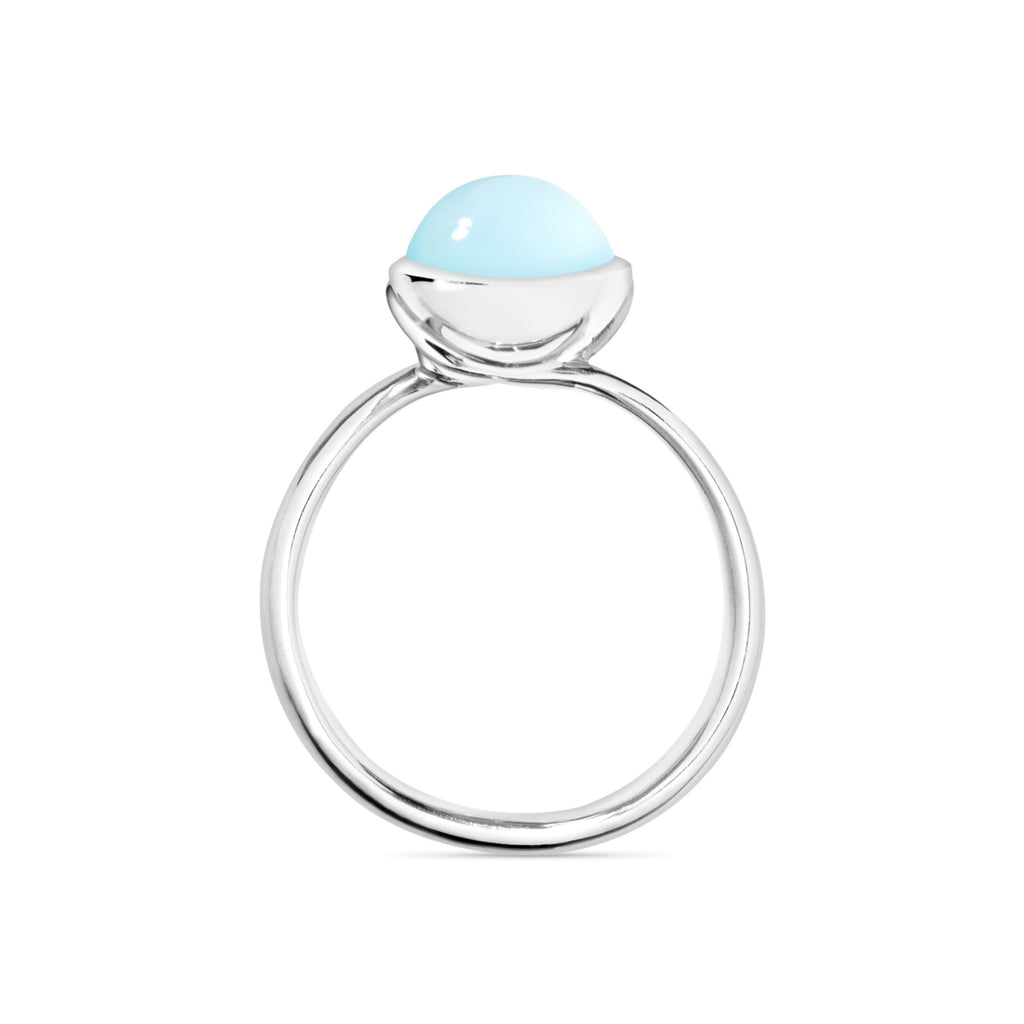 Tamara Comolli BOUTON Ring Small mit Chalcedon (R-BOU-s-ChAq-wg) aus Weißgold mit Chalcedon
