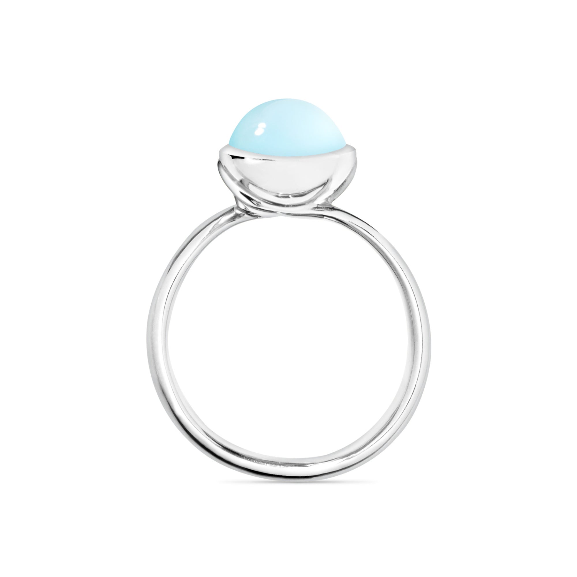 Tamara Comolli BOUTON Ring Small mit Chalcedon (R-BOU-s-ChAq-wg) aus Weißgold mit Chalcedon