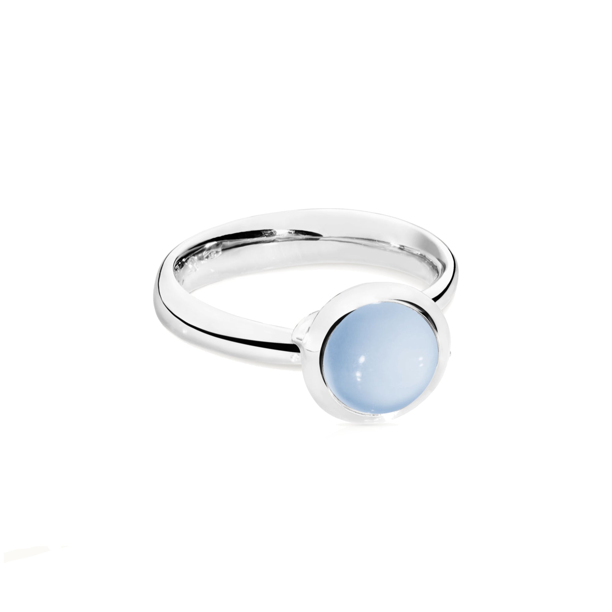 Tamara Comolli BOUTON Ring Small mit Chalcedon (R-BOU-s-ChBl-wg) aus Weißgold mit Chalcedon