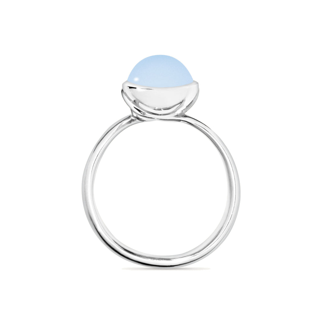 Tamara Comolli BOUTON Ring Small mit Chalcedon (R-BOU-s-ChBl-wg) aus Weißgold mit Chalcedon