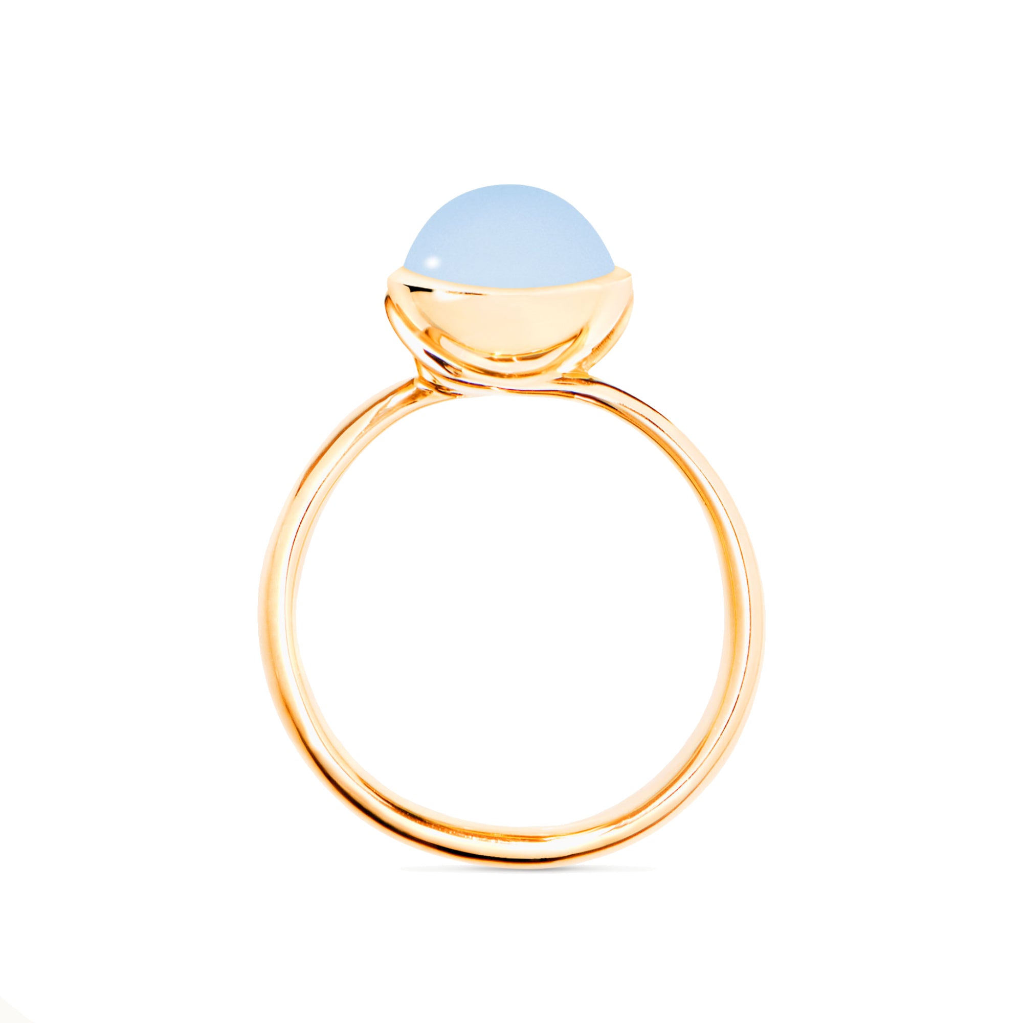 Tamara Comolli BOUTON Ring Small mit Chalcedon (R-BOU-s-ChBl-yg) aus Gelbgold mit Chalcedon