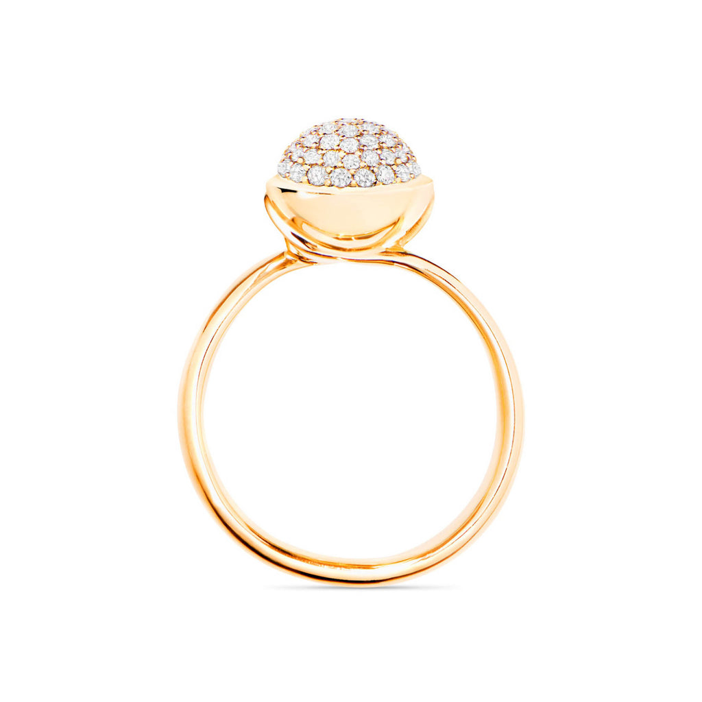Tamara Comolli BOUTON Ring Small mit Diamant-Pavé (R-BOU-s-p-yg) aus Gelbgold mit Diamant