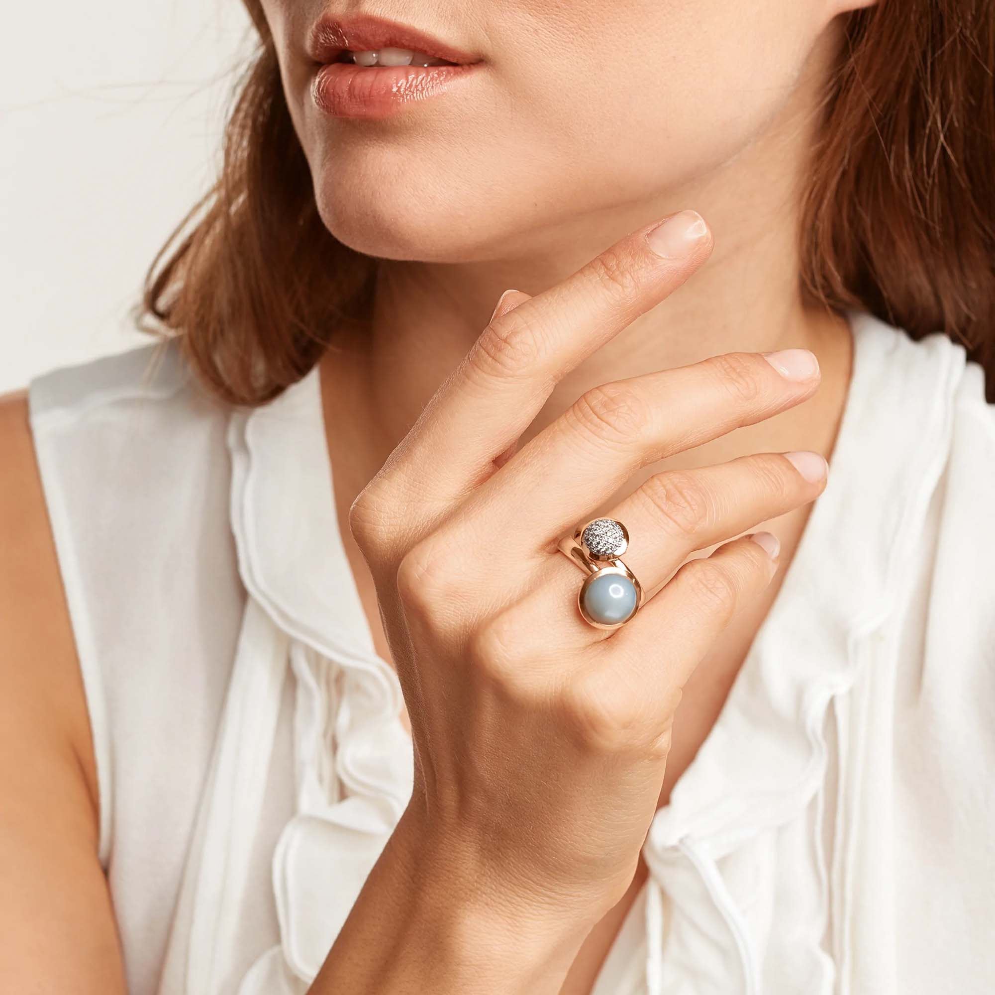 Tamara Comolli BOUTON Ring Small mit Diamant-Pavé (R-BOU-s-pD-rg) aus Roségold mit Diamant