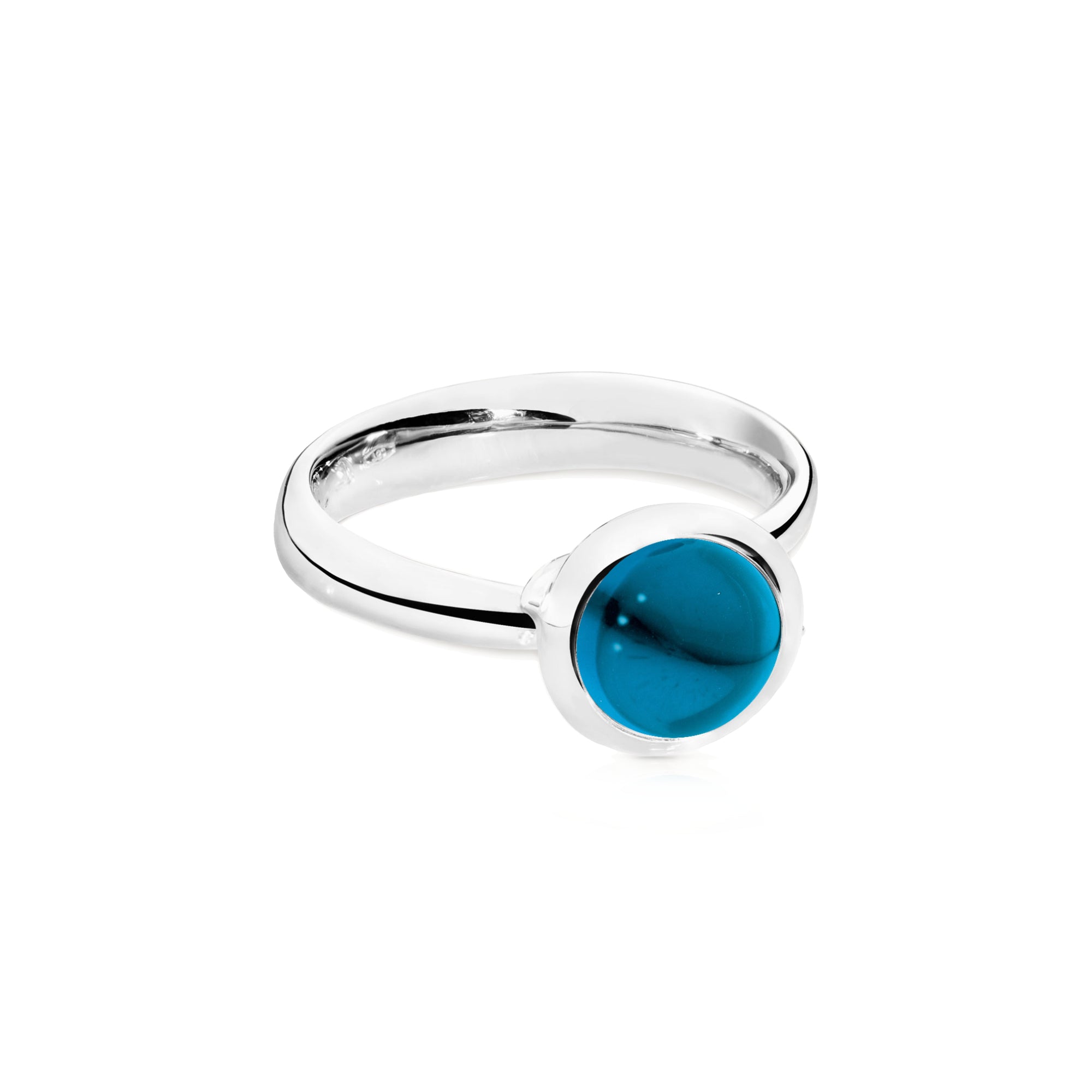 Tamara Comolli BOUTON Ring Small mit London Topas (R-BOU-s-ToLo-wg) aus Weißgold mit London Topas und Topas