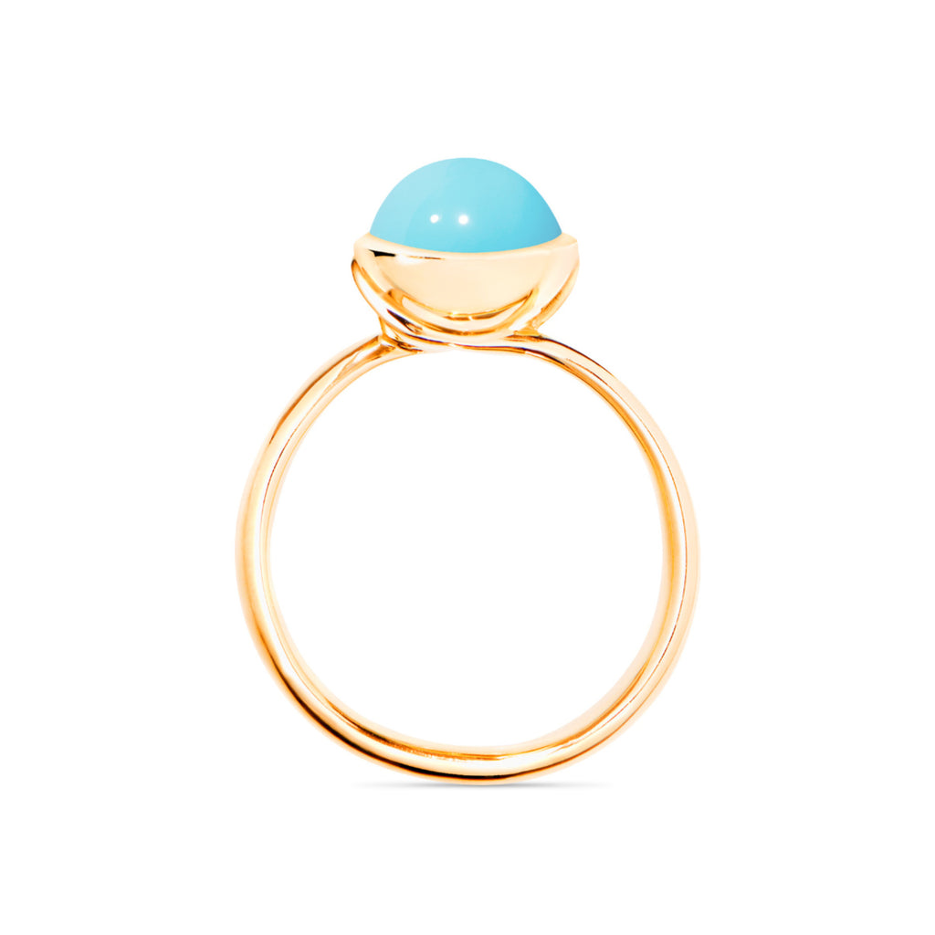 Tamara Comolli BOUTON Ring Small mit Türkis (R-BOU-s-Tur-yg) aus Gelbgold mit Türkis