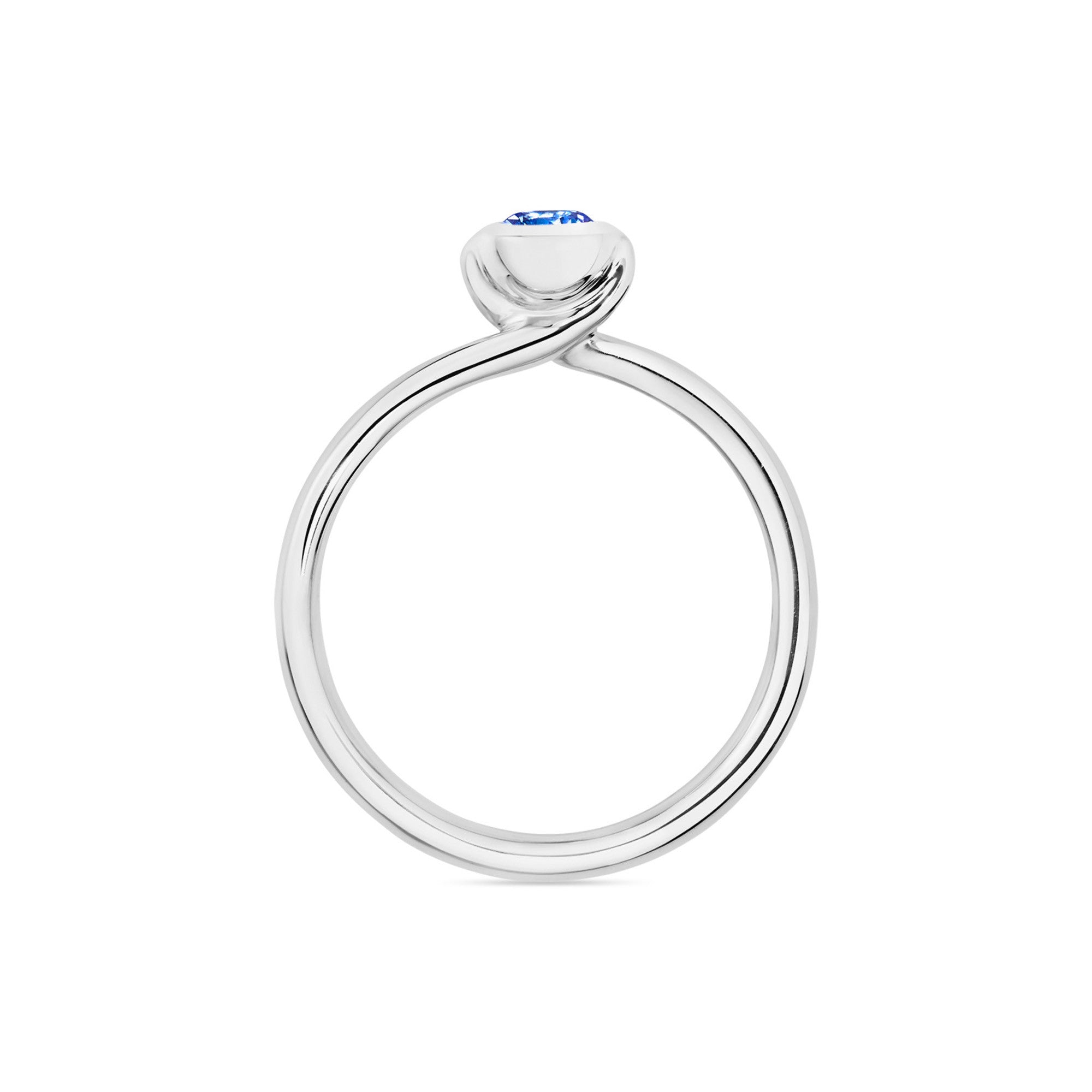 Tamara Comolli BOUTON Solitaire Ring mit Saphir (R-BOU-Sol-SaBl-wg) aus Weißgold mit Diamant und Saphir