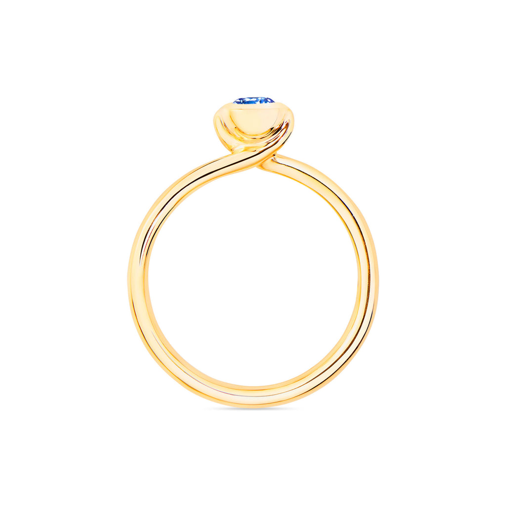 Tamara Comolli BOUTON Solitaire Ring mit Saphir (R-BOU-Sol-SaBl-yg) aus Gelbgold mit Diamant und Saphir