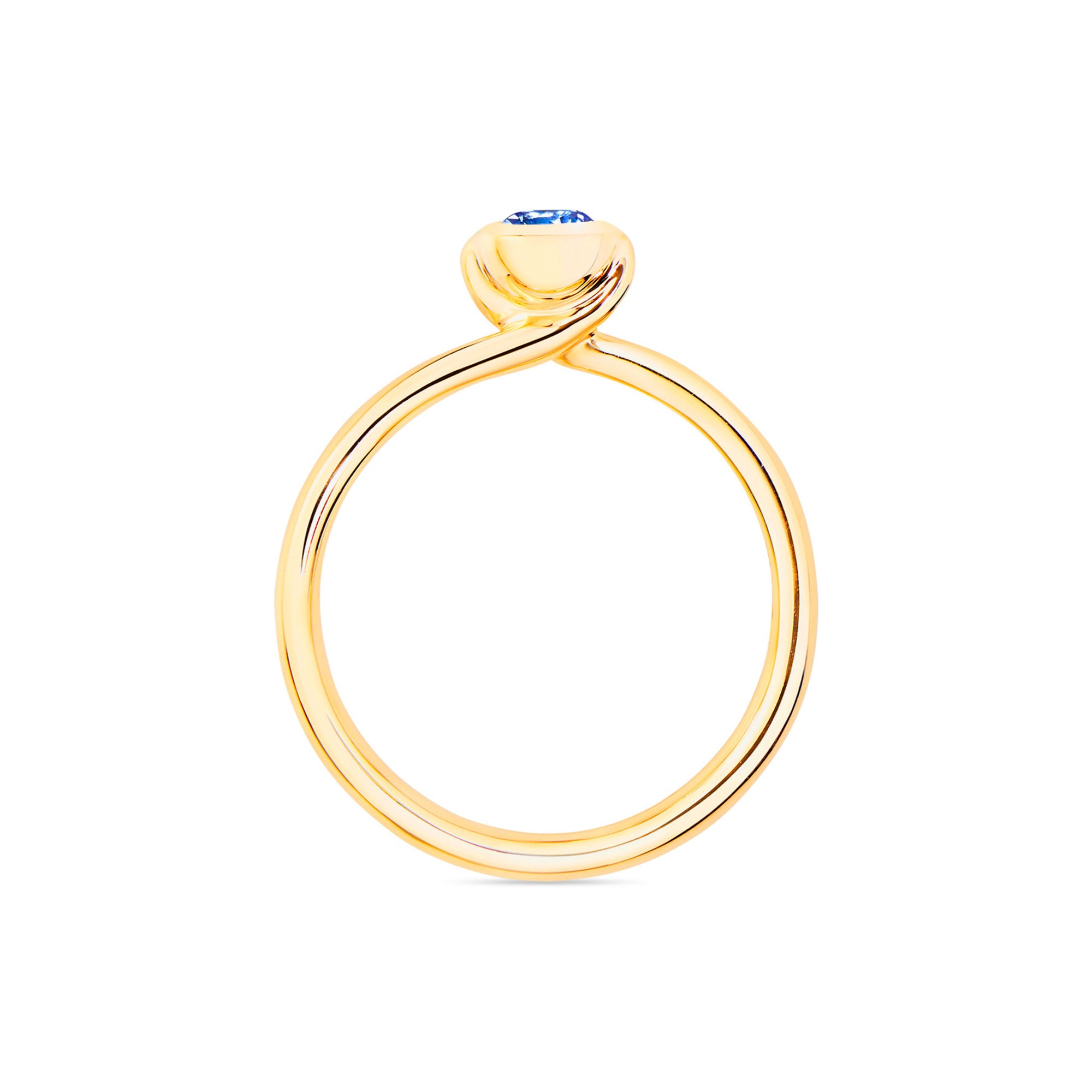 Tamara Comolli BOUTON Solitaire Ring mit Saphir (R-BOU-Sol-SaBl-yg) aus Gelbgold mit Diamant und Saphir
