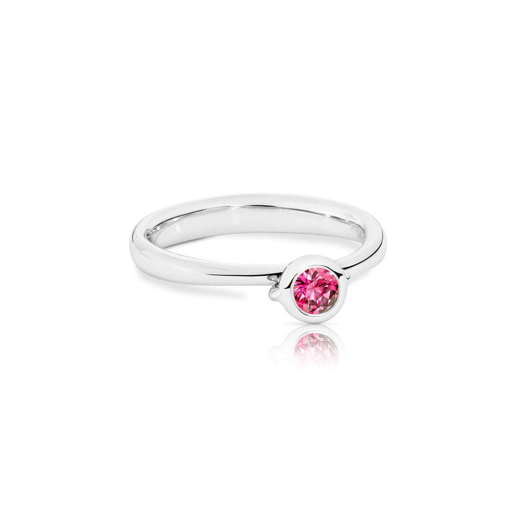 Tamara Comolli BOUTON Solitaire Ring mit Spinell (R-BOU-Sol-Spi-wg) aus Weißgold mit Diamant und Spinell