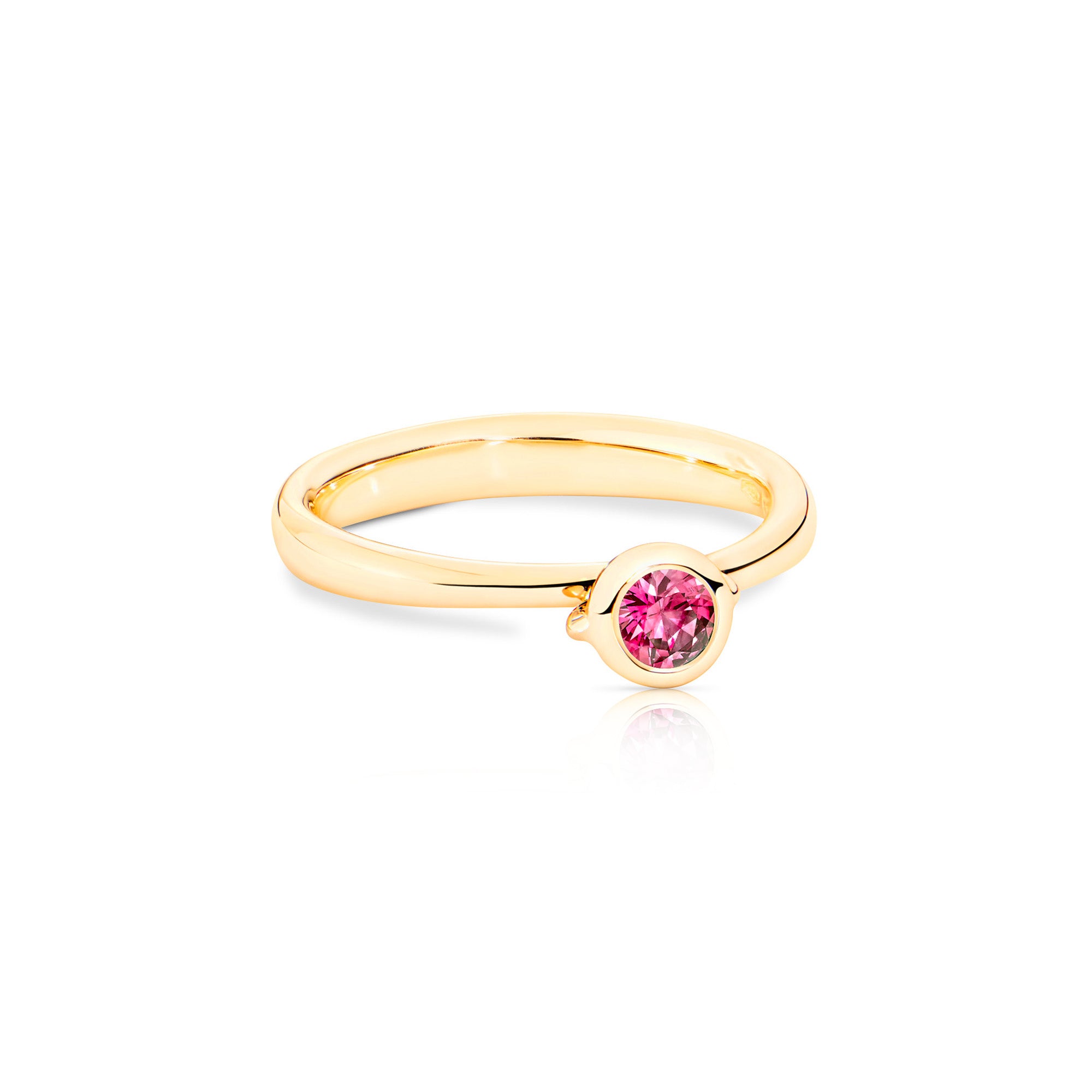 Tamara Comolli BOUTON Solitaire Ring mit Spinell (R-BOU-Sol-Spi-yg) aus Gelbgold mit Diamant und Spinell