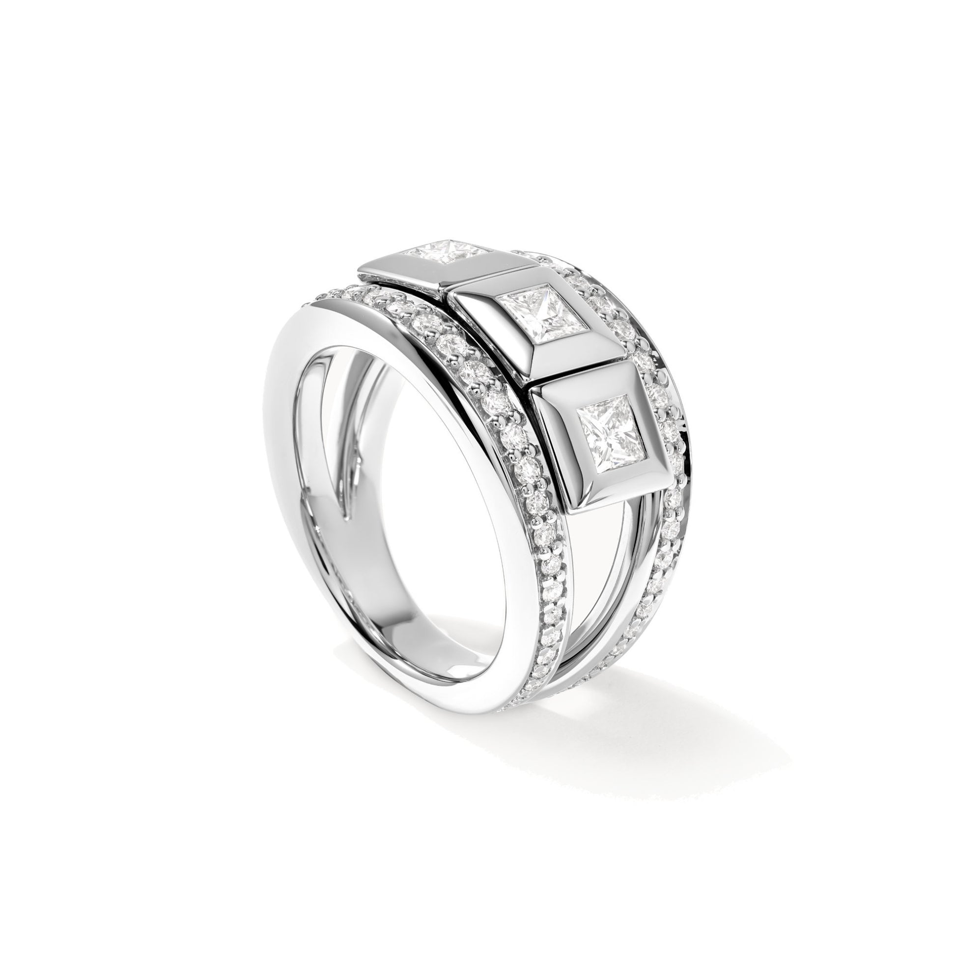 Tamara Comolli CURRICULUM VITAE Ring 3 mit Diamant Pavé small (R-CV3-s-Pr-p-wg) aus Weißgold mit Diamant