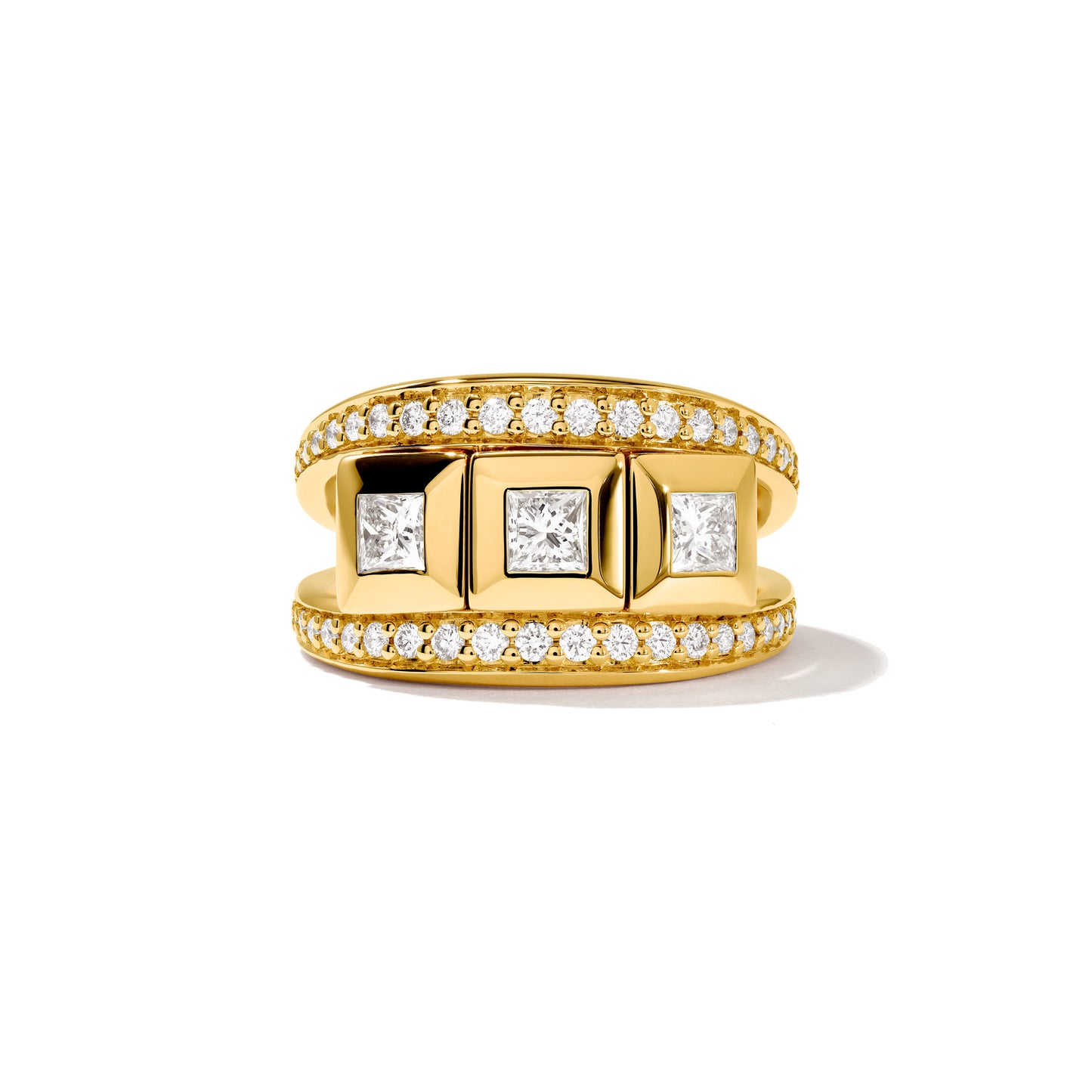 Tamara Comolli CURRICULUM VITAE Ring 3 mit Diamant Pavé small (R-CV3-s-Pr-p-yg) aus Gelbgold mit Diamant