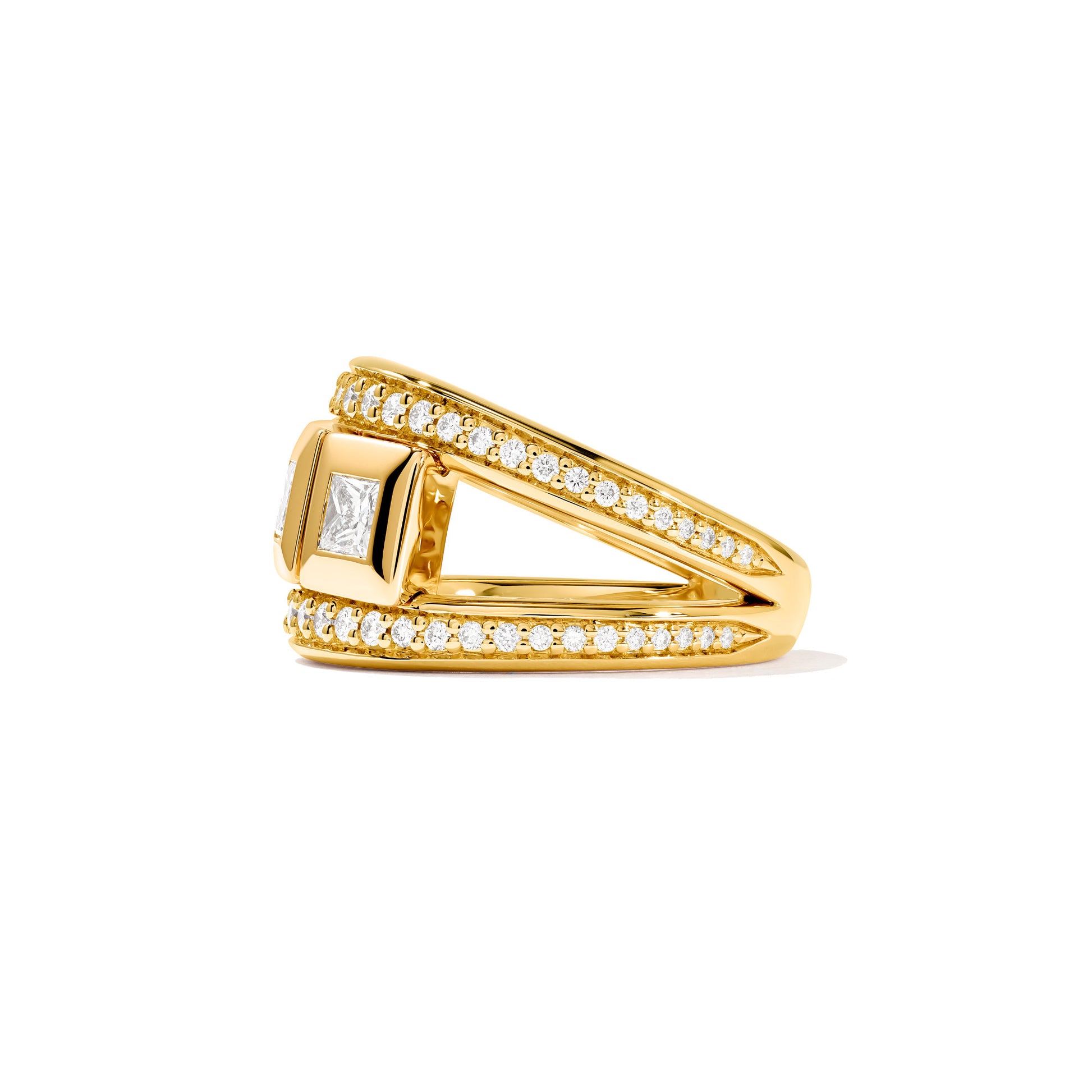 Tamara Comolli CURRICULUM VITAE Ring 3 mit Diamant Pavé small (R-CV3-s-Pr-p-yg) aus Gelbgold mit Diamant