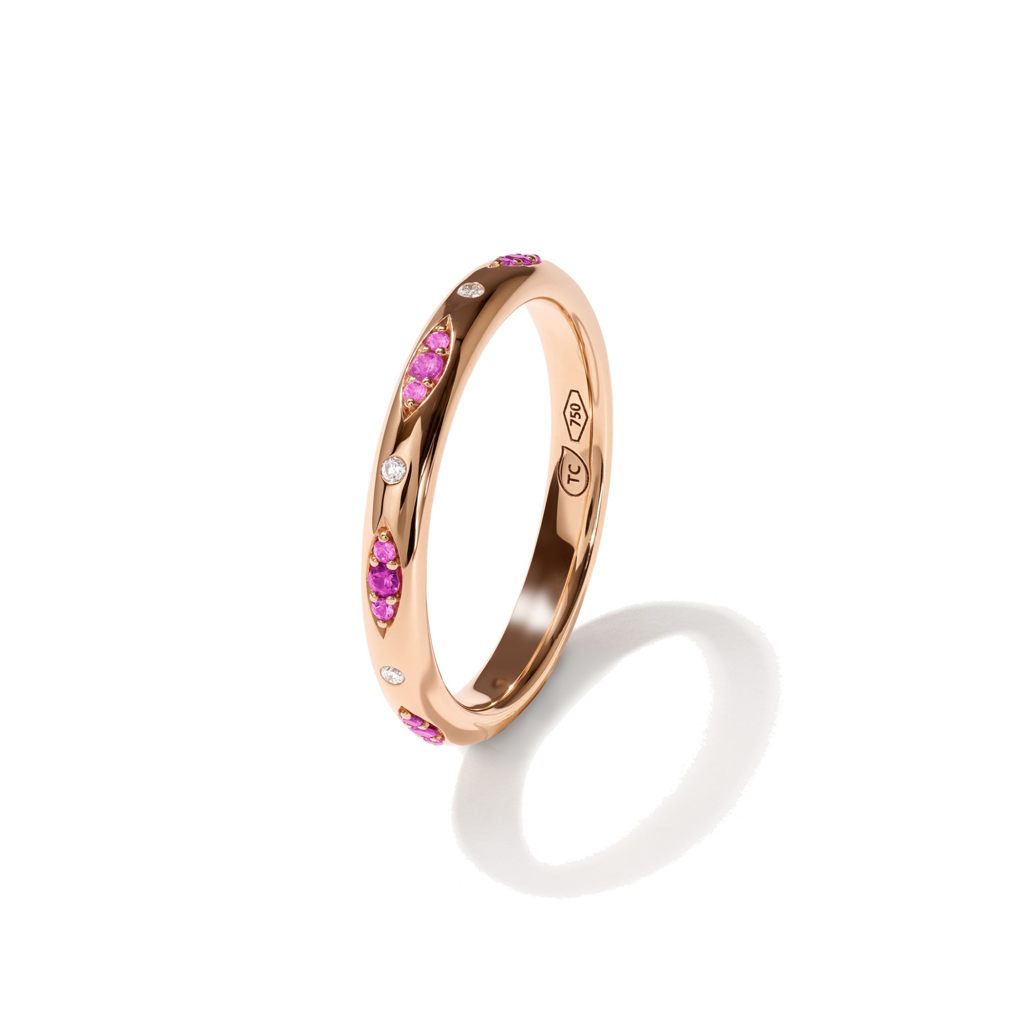 Tamara Comolli GYPSY Bandring Pavé 'Blush' (R-Gyp-B-BluP-rg) aus Roségold mit Diamant und Saphir