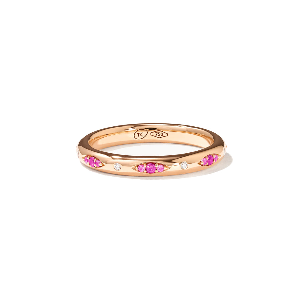 Tamara Comolli GYPSY Bandring Pavé 'Blush' (R-Gyp-B-BluP-rg) aus Roségold mit Diamant und Saphir