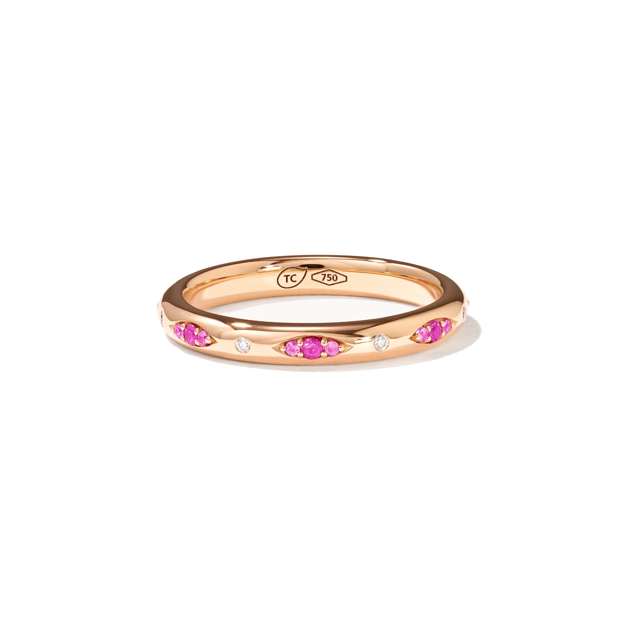 Tamara Comolli GYPSY Bandring Pavé 'Blush' (R-Gyp-B-BluP-rg) aus Roségold mit Diamant und Saphir