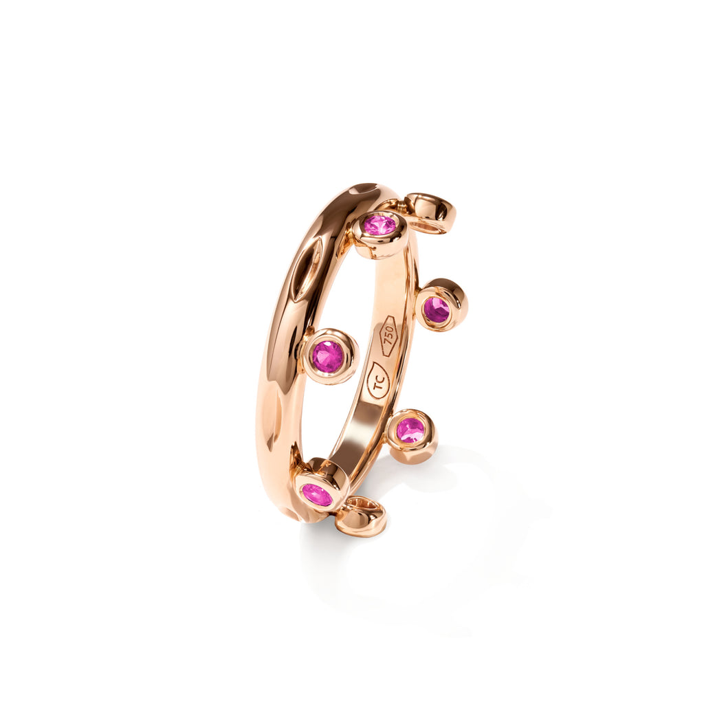 Tamara Comolli GYPSY Crown Brilliant Cut Ring 'Blush' (R-Gyp-C-Br-Blu-rg) aus Roségold mit Diamant und Saphir