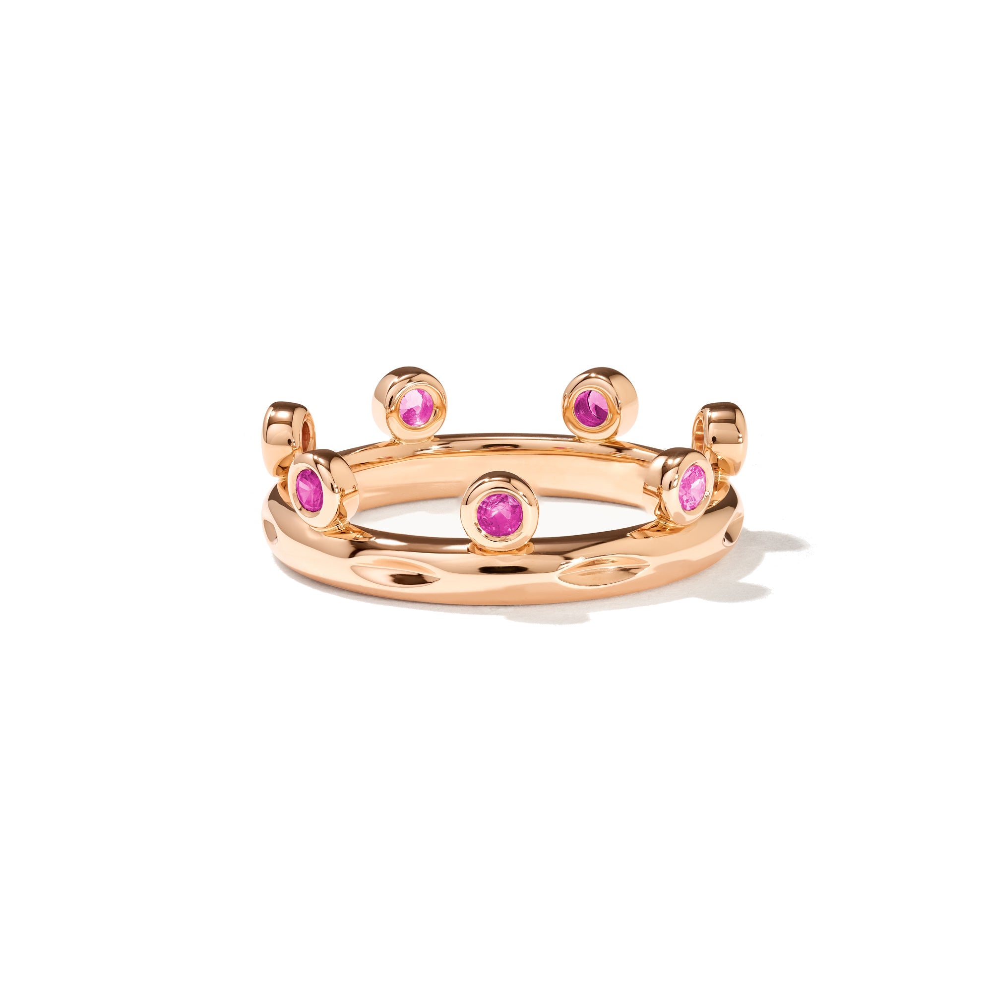 Tamara Comolli GYPSY Crown Brilliant Cut Ring 'Blush' (R-Gyp-C-Br-Blu-rg) aus Roségold mit Diamant und Saphir