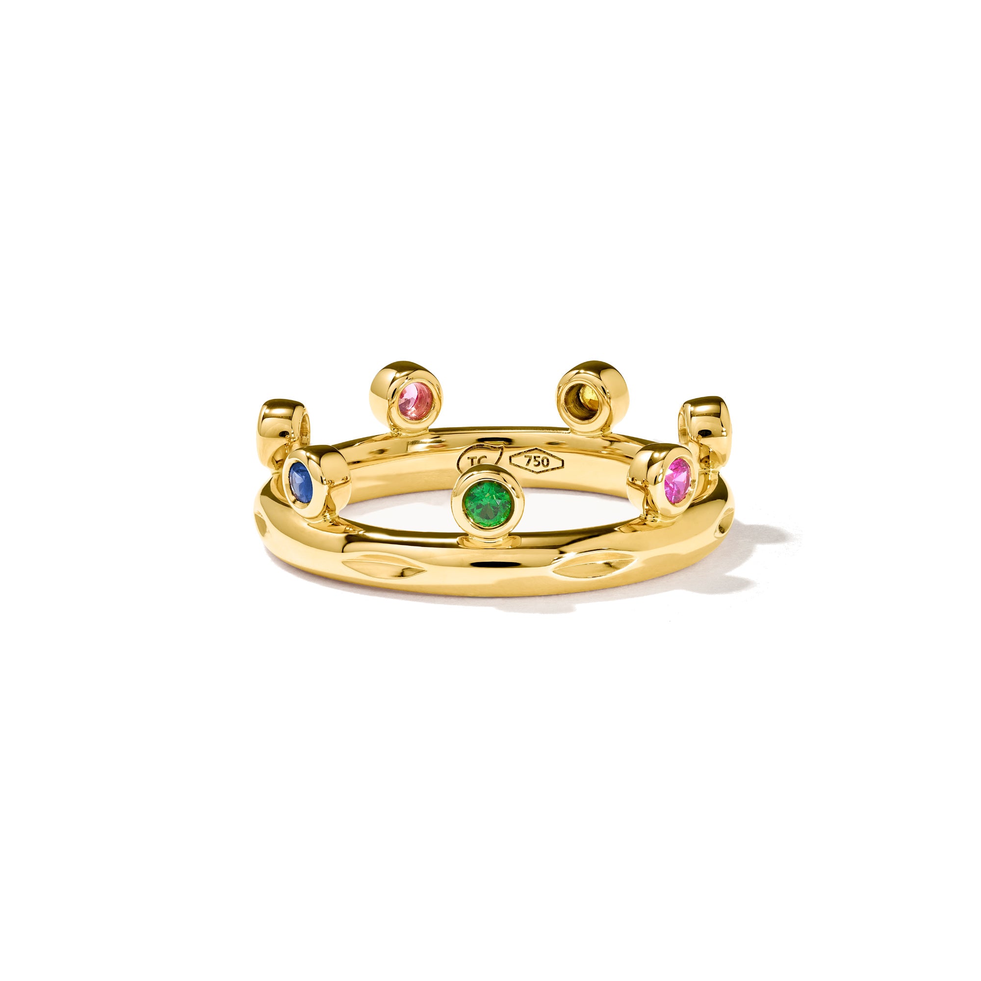 Tamara Comolli GYPSY Crown Brilliant Cut Ring 'Candy' (R-Gyp-C-Br-Can-yg) aus Gelbgold mit Diamant, Saphir und Tsavorit