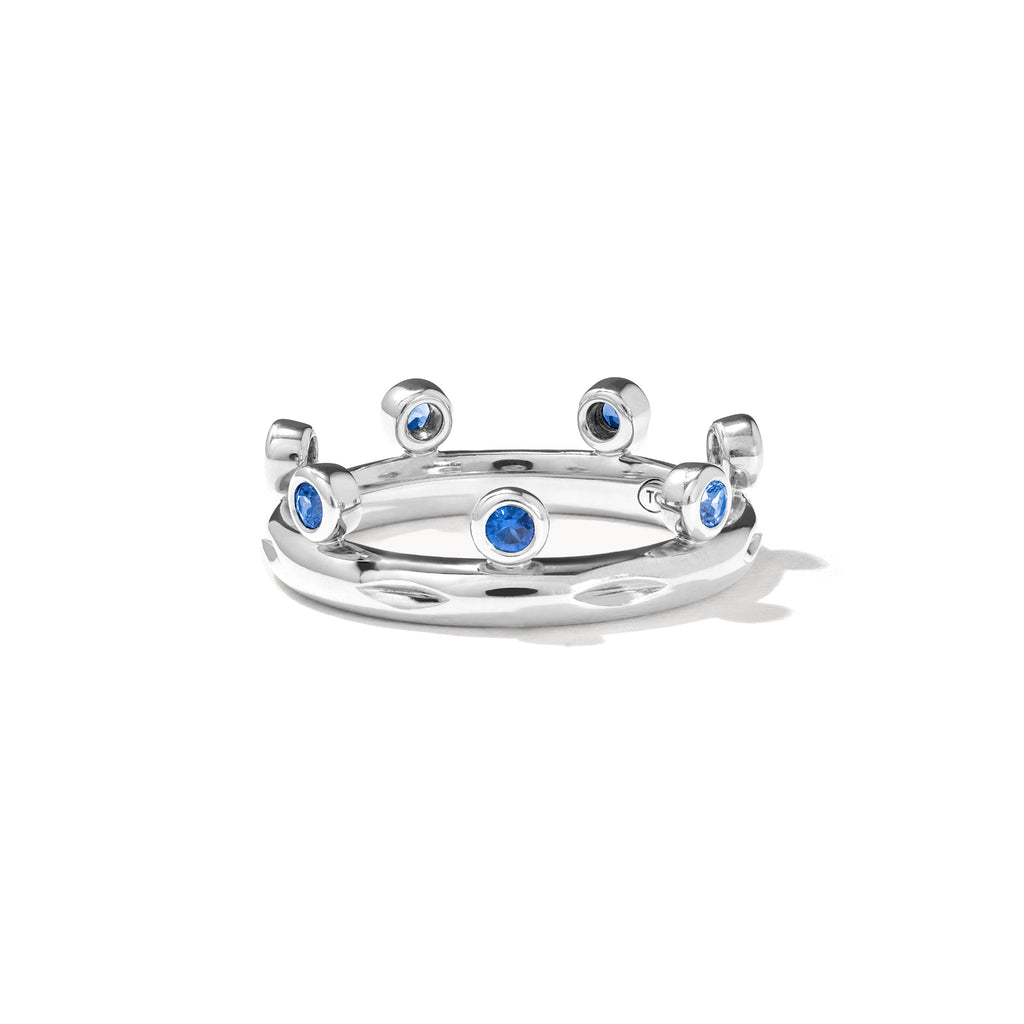 Tamara Comolli GYPSY Crown Brilliant Cut Ring 'Ocean' (R-Gyp-C-Br-Oce-wg) aus Weißgold mit Diamant und Saphir