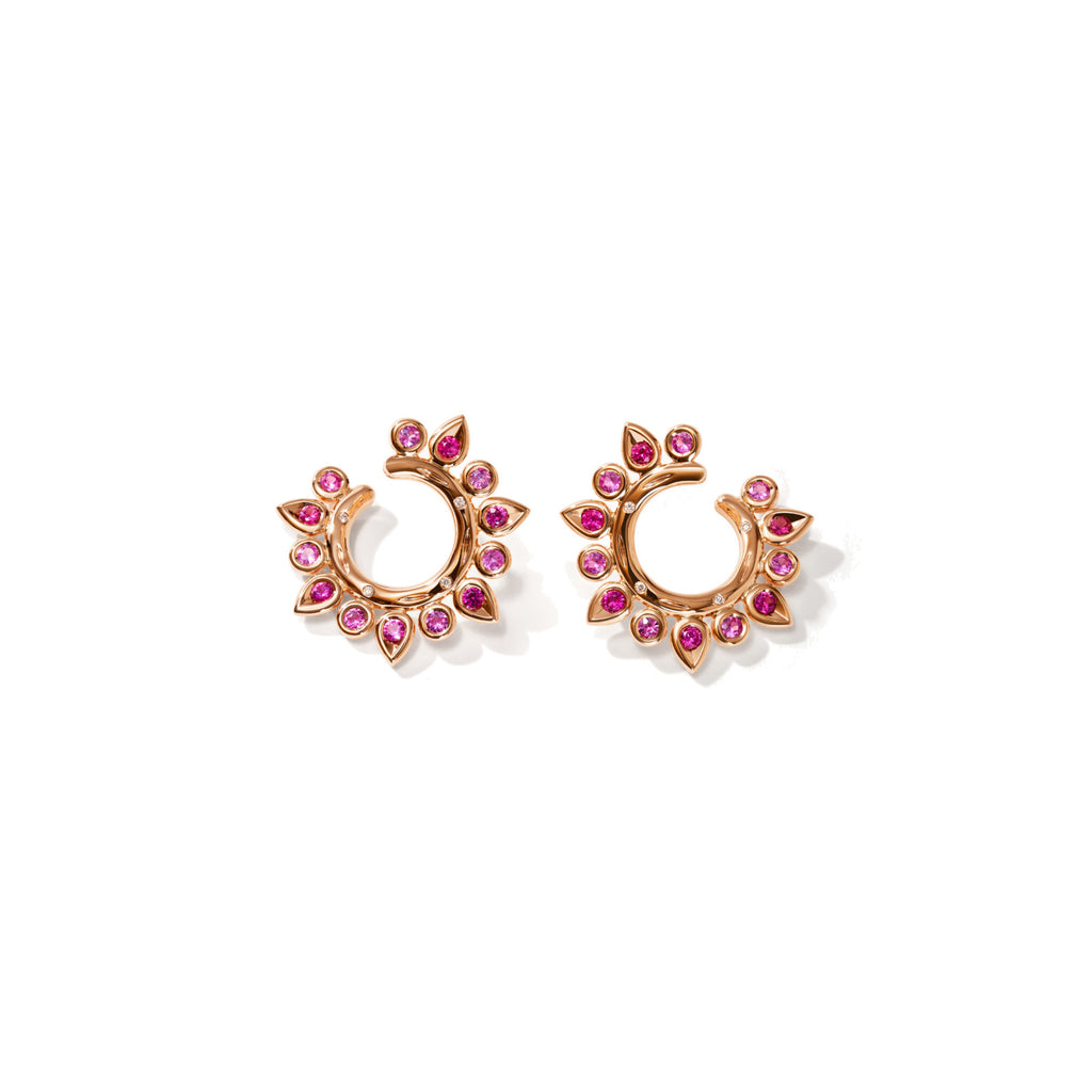 Tamara Comolli GYPSY Ohrringe Creole Sun 'Blush' (E-Gyp-HoSun-Blu-rg) aus Roségold mit Diamant und Saphir
