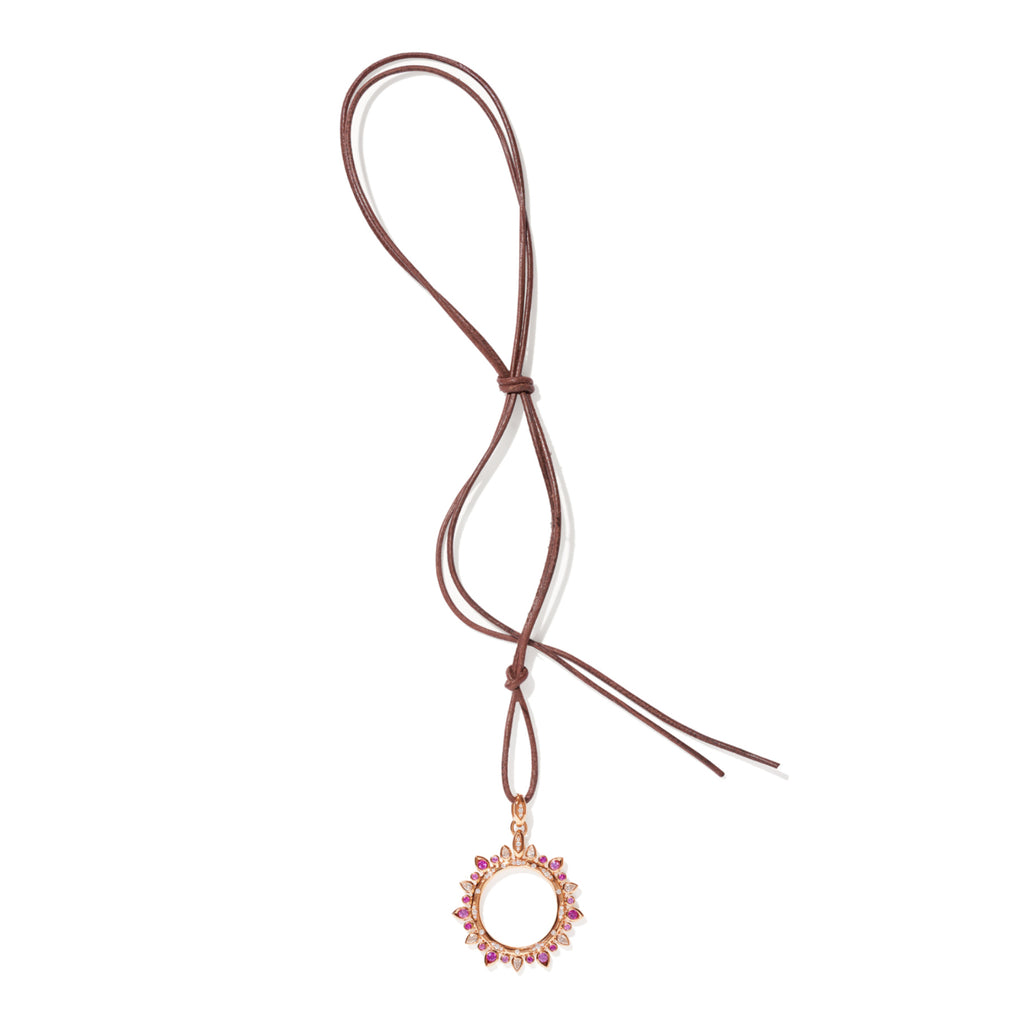 Tamara Comolli GYPSY Sun Anhänger 'Blush' Large (P-Gyp-Blu-l-rg) aus Roségold mit Diamant und Saphir