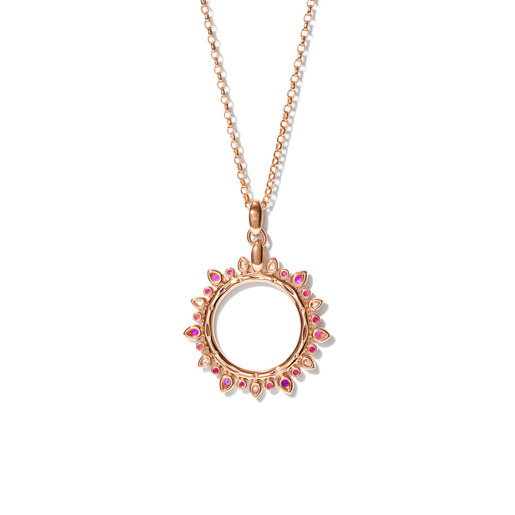 Tamara Comolli GYPSY Sun Anhänger 'Blush' Large (P-Gyp-Blu-l-rg) aus Roségold mit Diamant und Saphir