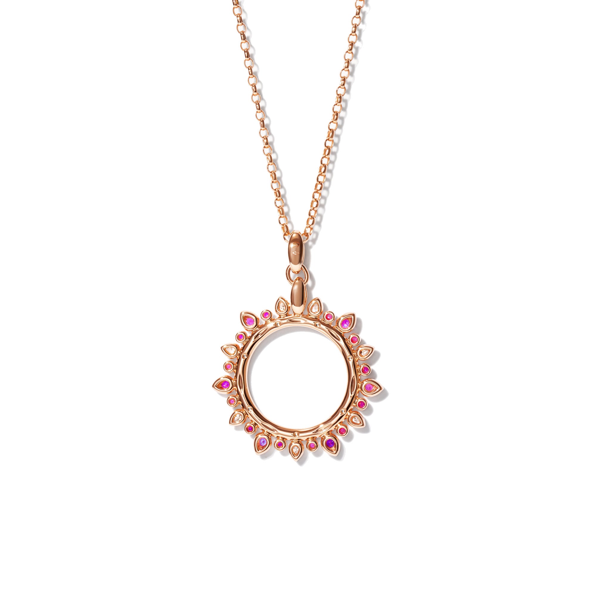 Tamara Comolli GYPSY Sun Anhänger 'Blush' Large (P-Gyp-Blu-l-rg) aus Roségold mit Diamant und Saphir