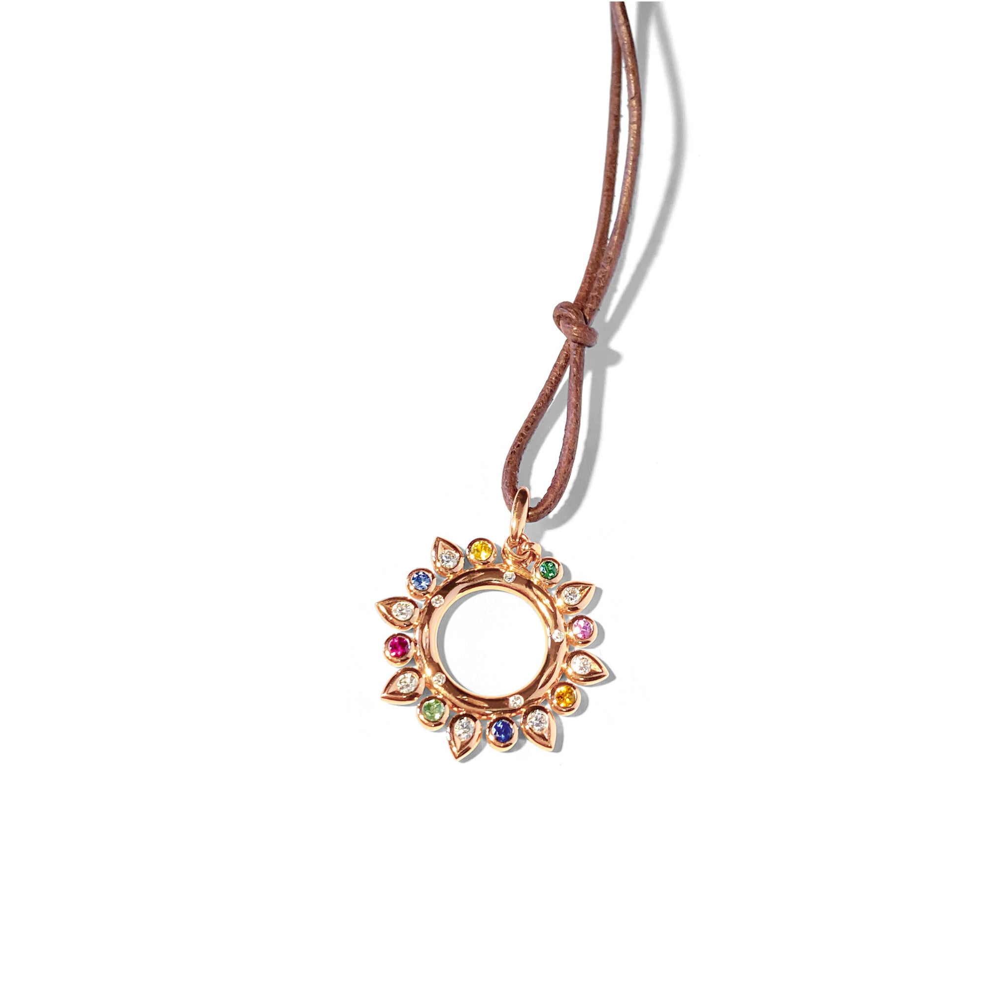 Tamara Comolli GYPSY Sun Anhänger 'Candy' Small (P-Gyp-Can-rg) aus Roségold mit Diamant, Saphir und Tsavorit