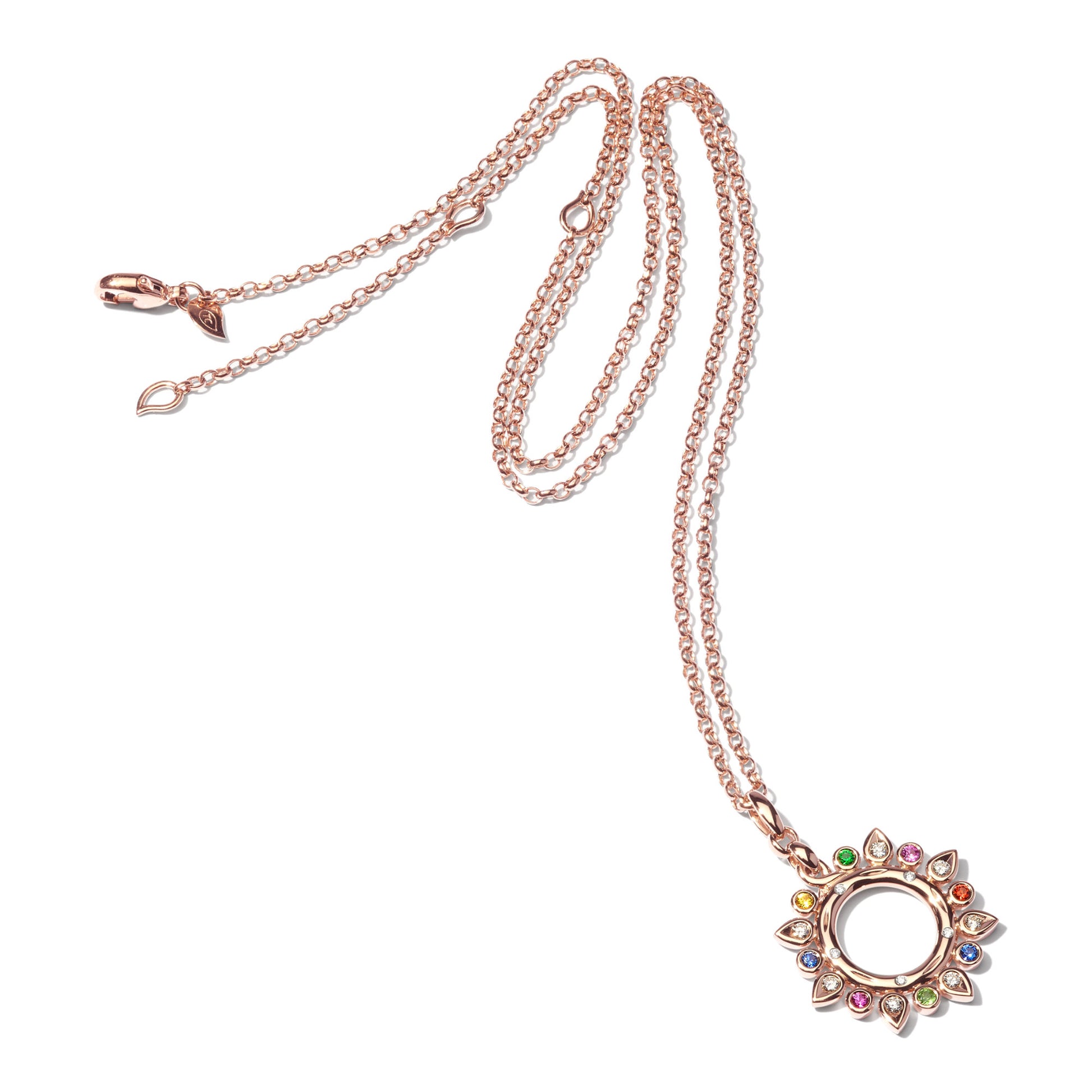Tamara Comolli GYPSY Sun Anhänger 'Candy' Small (P-Gyp-Can-rg) aus Roségold mit Diamant, Saphir und Tsavorit