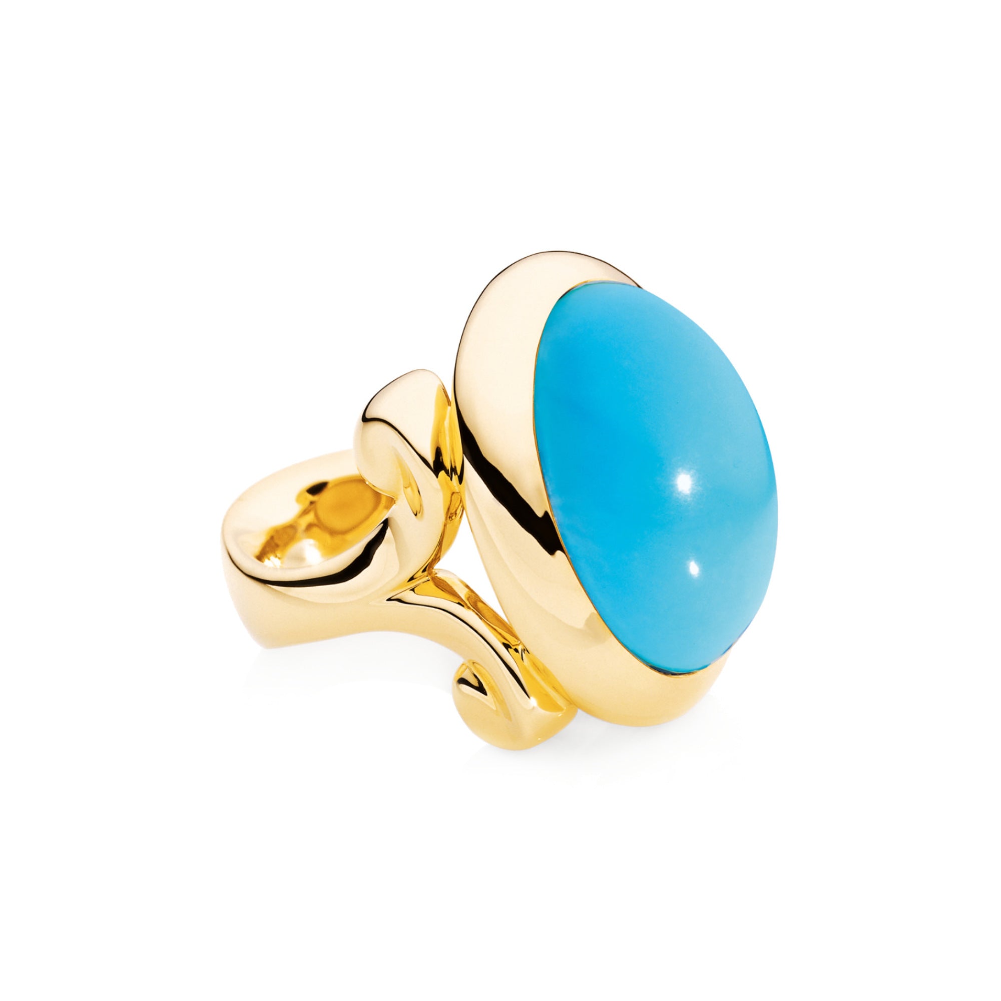 Tamara Comolli HIPPIE GLAM Ring Large (R-HG-l-Tur-yg) aus Gelbgold mit Türkis