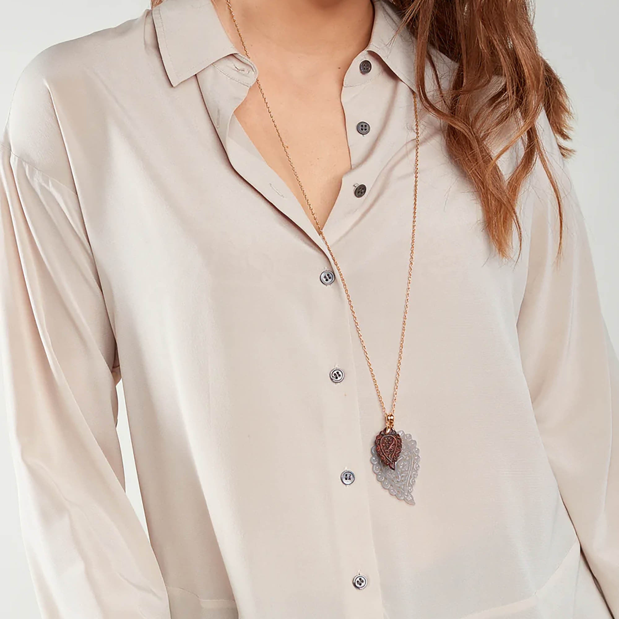Tamara Comolli INDIA Anhänger mit Chalcedon Large (P-IND-l-Gre-rg) aus Roségold mit Chalcedon